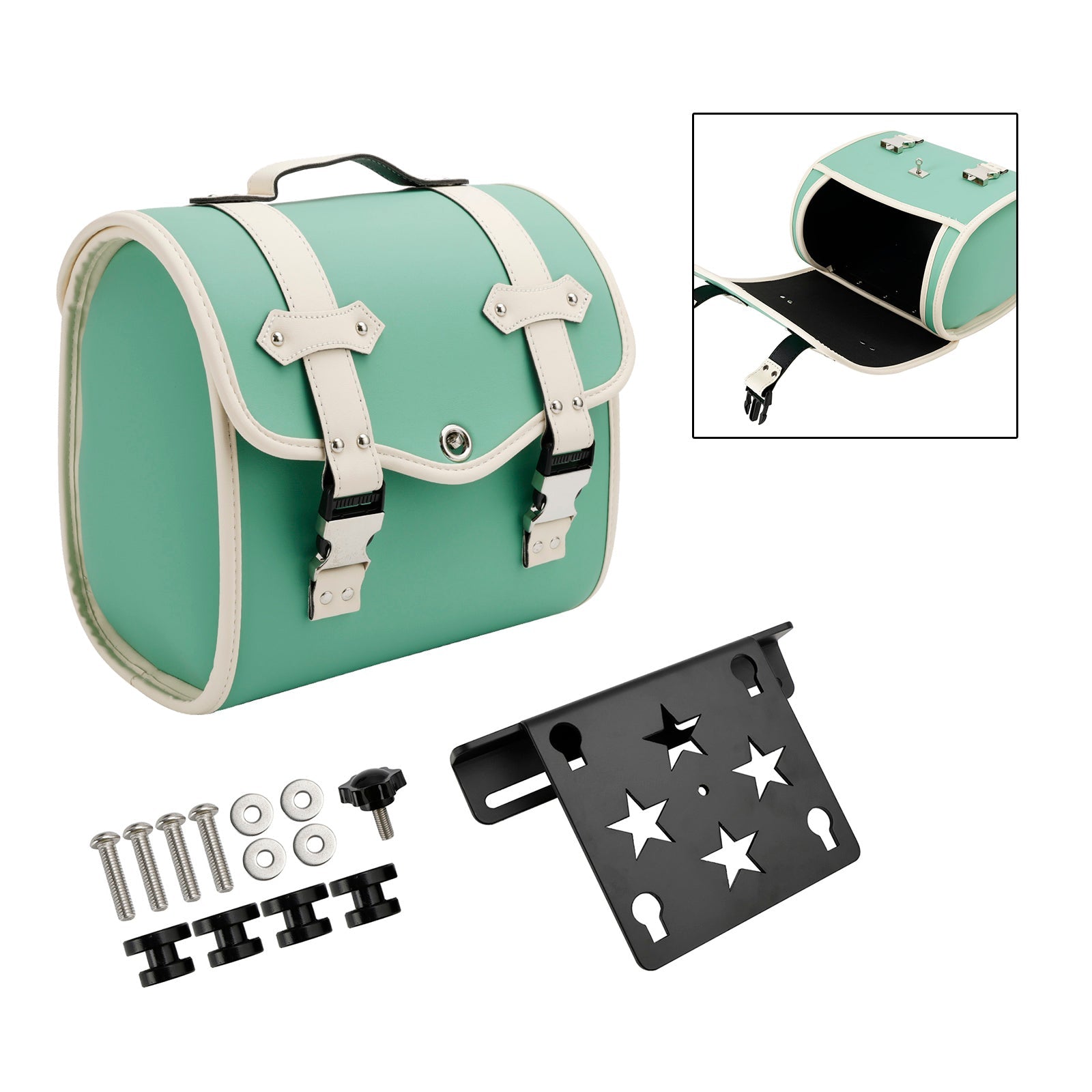 Side Tool Bag Saddlebag Quick Release Luggage Kit Green For Cruiser Adv Cafe