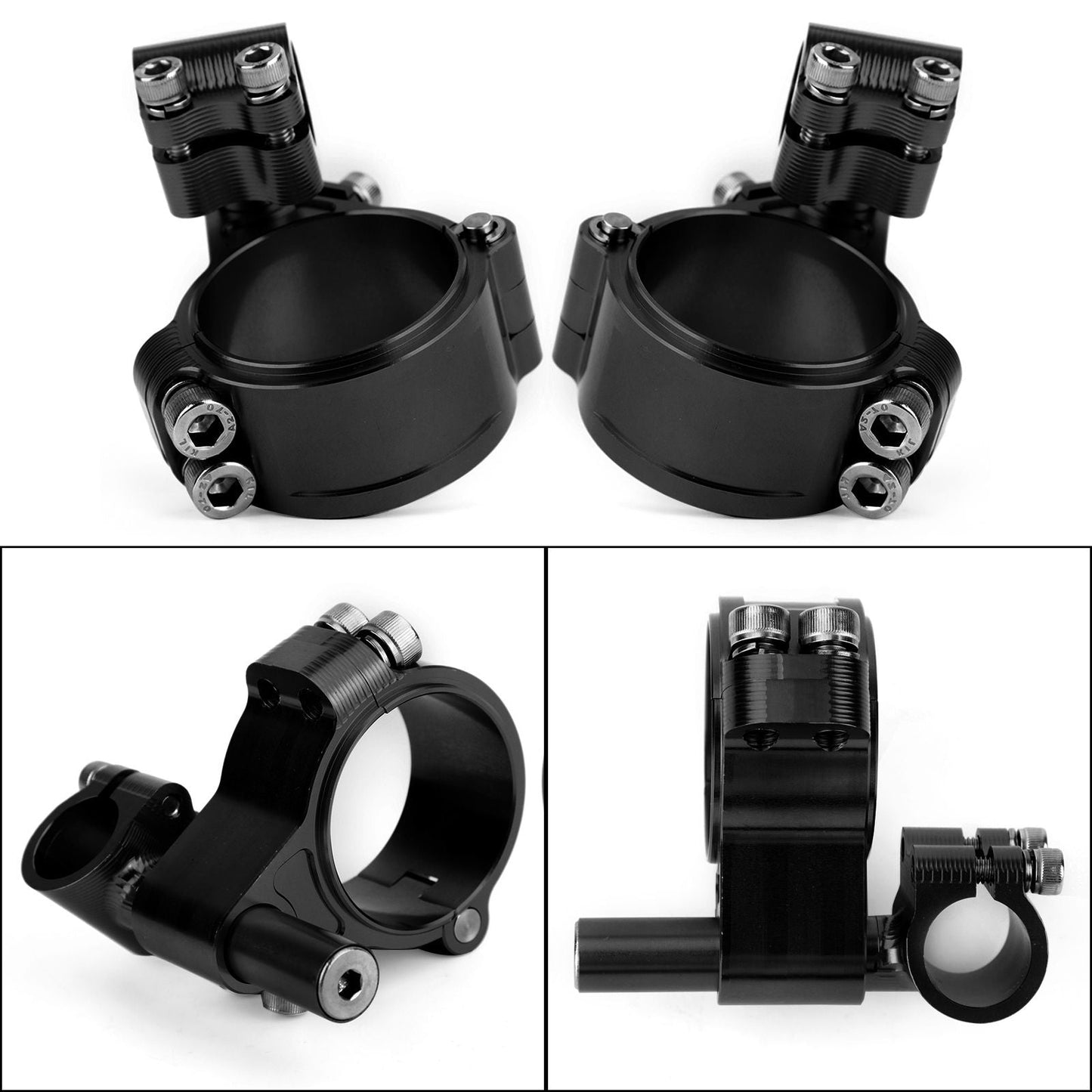 Universal Adjustable Rotatable CNC Billet Clip Ons Fork Tube Handlebar Kit 51mm Black