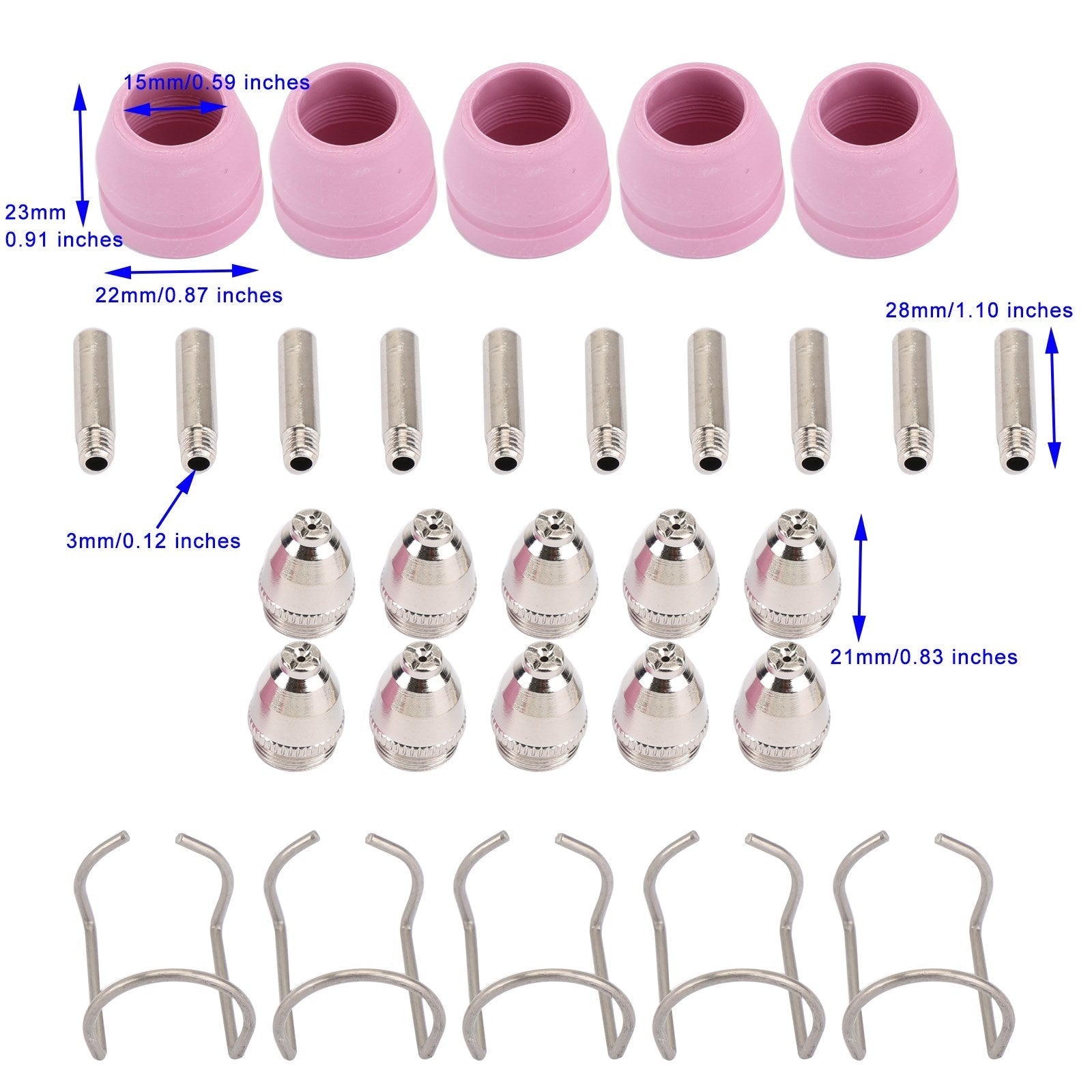 Areyourshop 30Pc AG-60 SG-55 Plasma Cutter Torch Consumables Electrode Tips Shield Guide