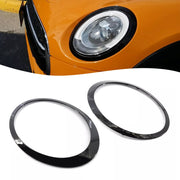 2014 onward Mini Cooper F55 : MINI 5DR Hatchback Cooper S, Cooper SD 2PCS Gloss Black Headlight Bezel Trim Ring
