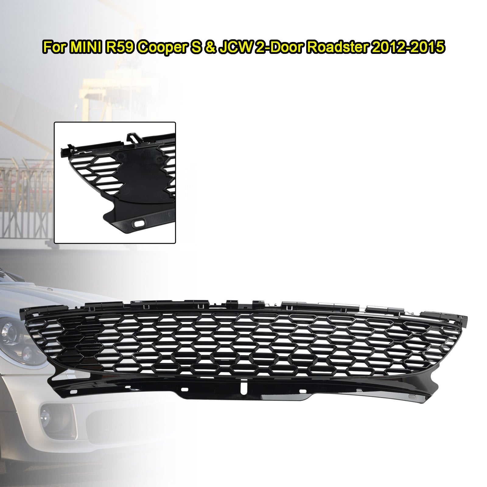 2007-2015 Mini Cooper S R55 R56 R57 R58 R59 JCW Style Gloss Black Front Bumper Grill Grille