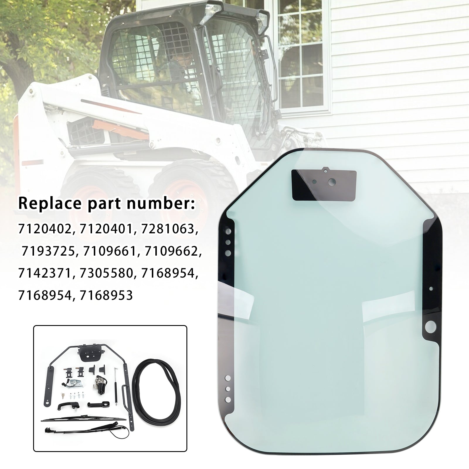 Front Door Glass kit 7120402 7120401 For Bobcat Skid Steer Loaders S450 S510