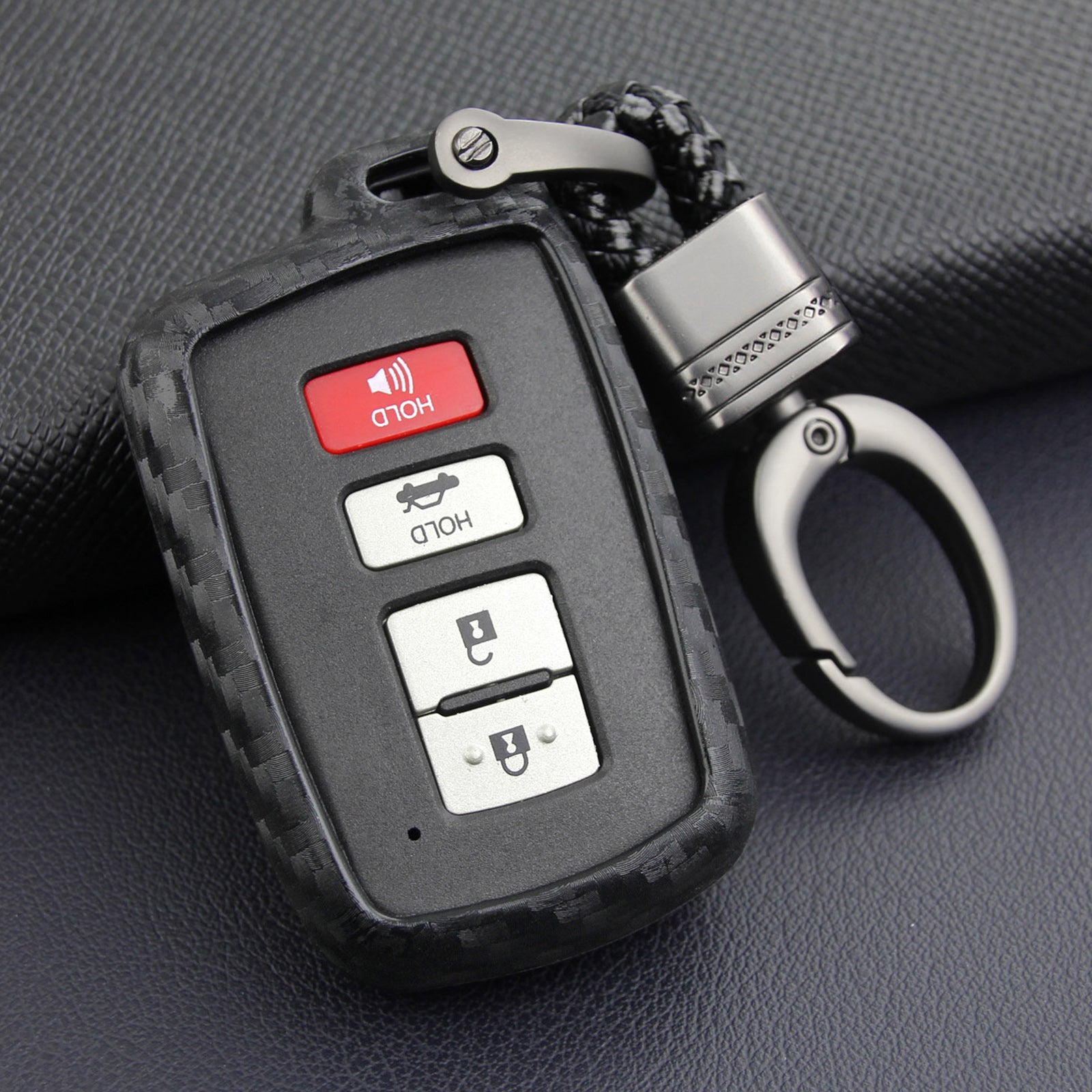 Leather Silicone Car Key Case Cover With Buckle For Toyota Highlander