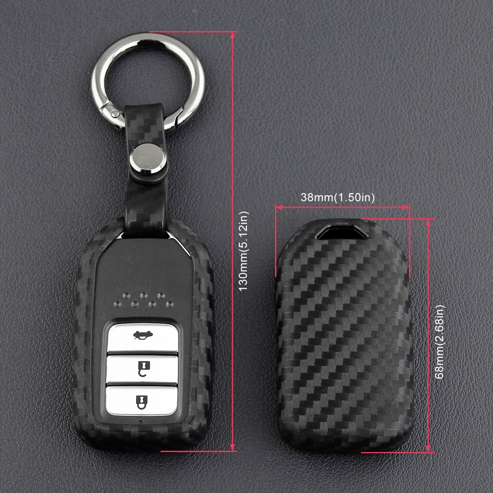 Leather Silicone Car Key Case Cover With Buckle For Honda