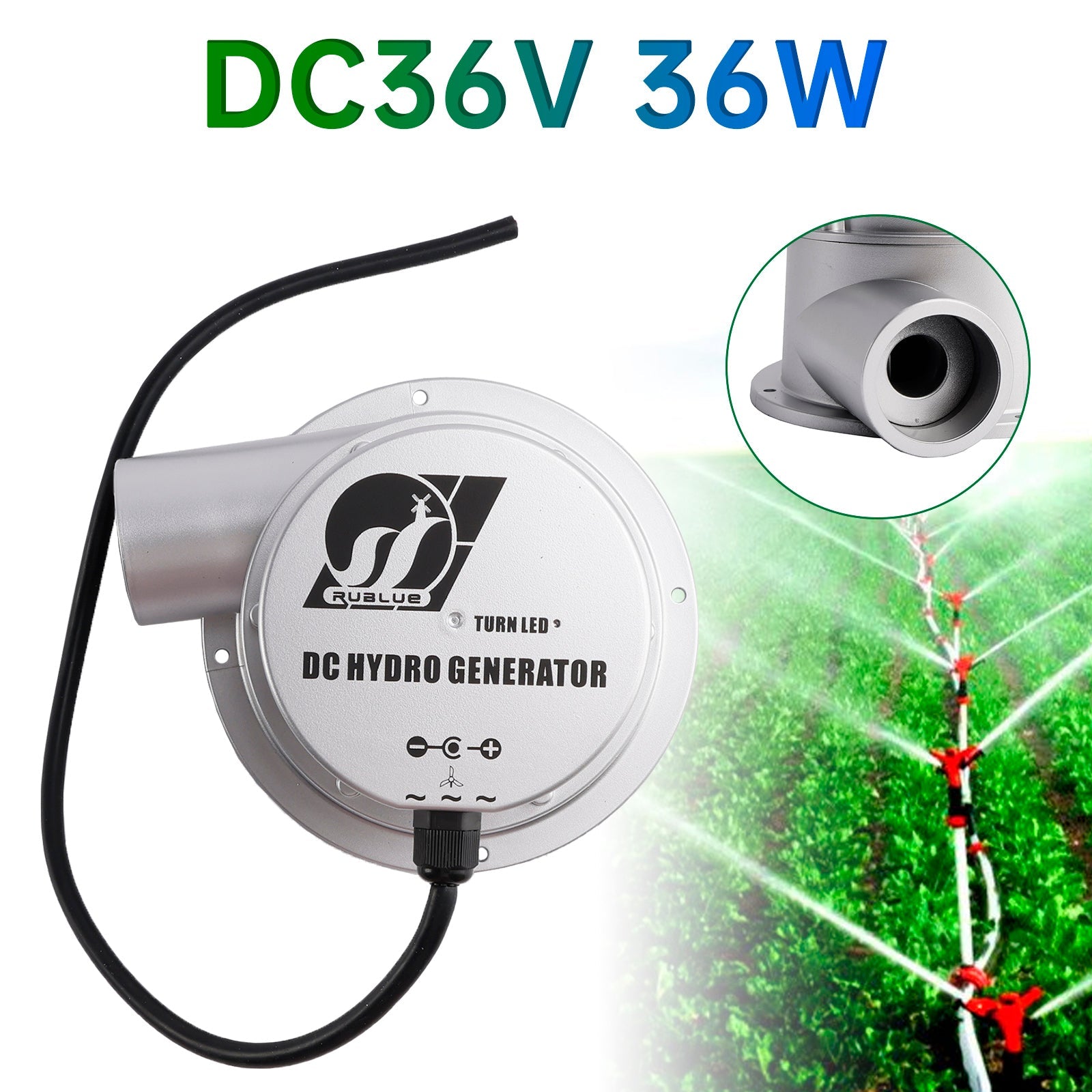 24V Water Flow Turbine Hydroelectric Generator DC36V 36W/50W AC Power Generation