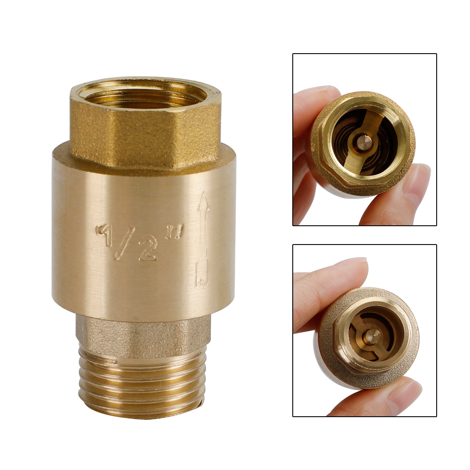 Brass Check Valve G1/2" G3/4" G1" M To F Thread Non-Return Backflow Prevention, G1/2"