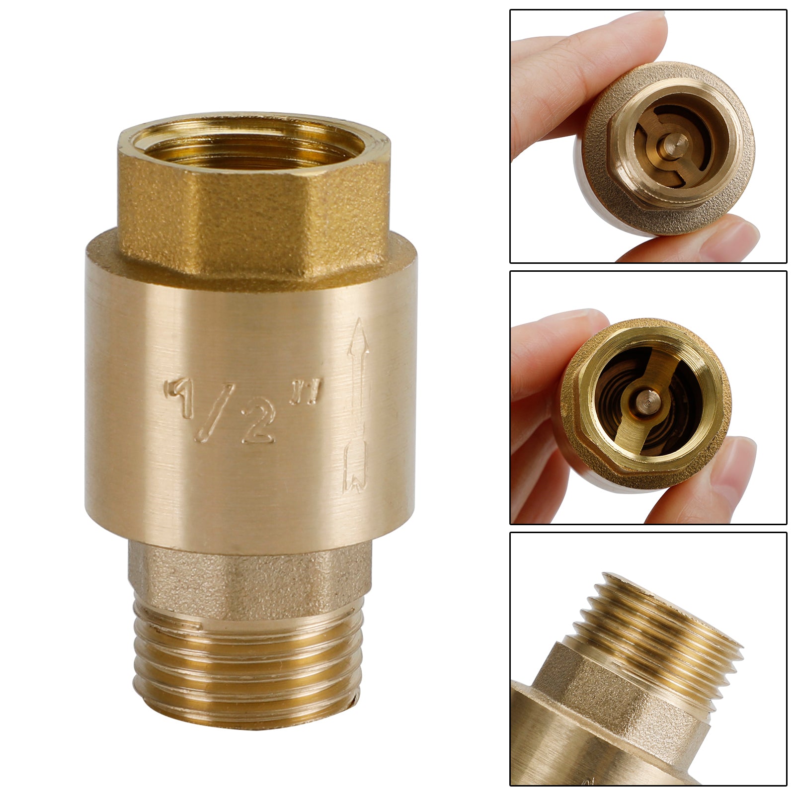 Brass Check Valve G1/2" G3/4" G1" M To F Thread Non-Return Backflow Prevention, G1/2"