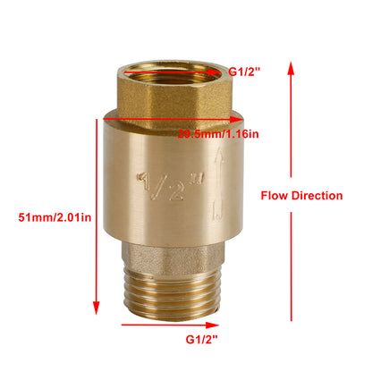 Brass Check Valve G1/2" G3/4" G1" M To F Thread Non-Return Backflow Prevention, G1/2"