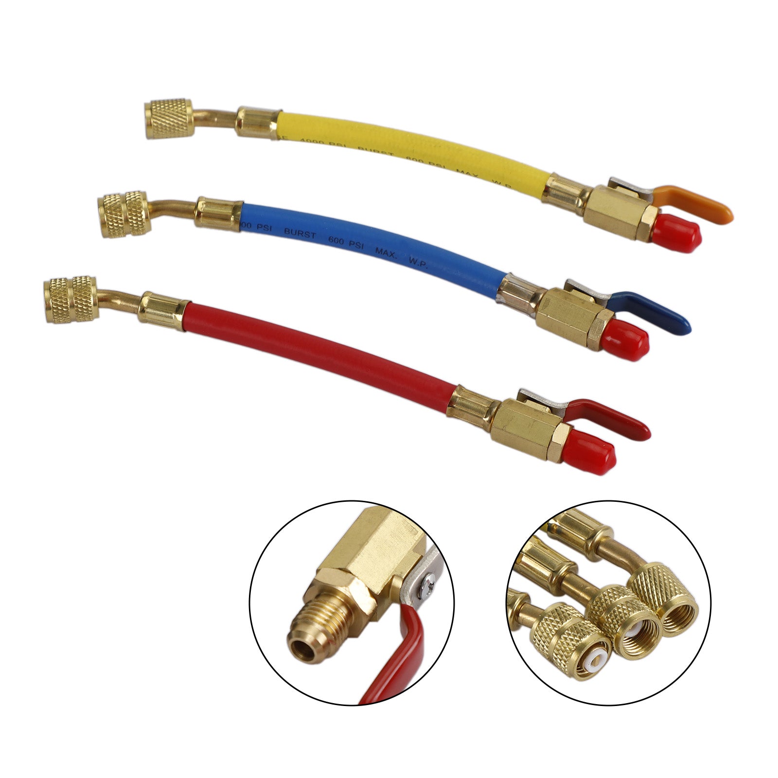 3Pcs R410A Charging Hose With Ball Valves For Refrigeration Air Condition HVAC