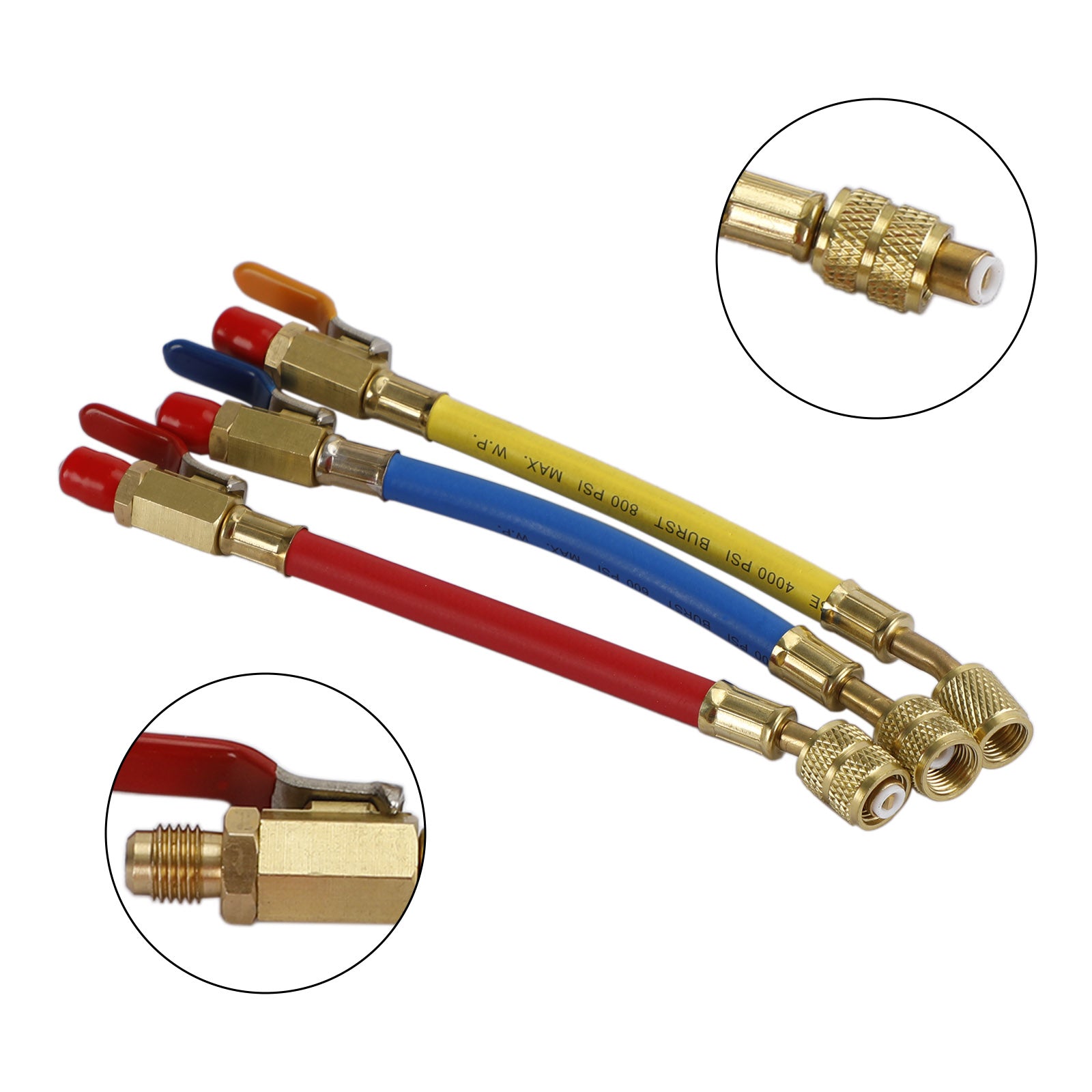 3Pcs R410A Charging Hose With Ball Valves For Refrigeration Air Condition HVAC