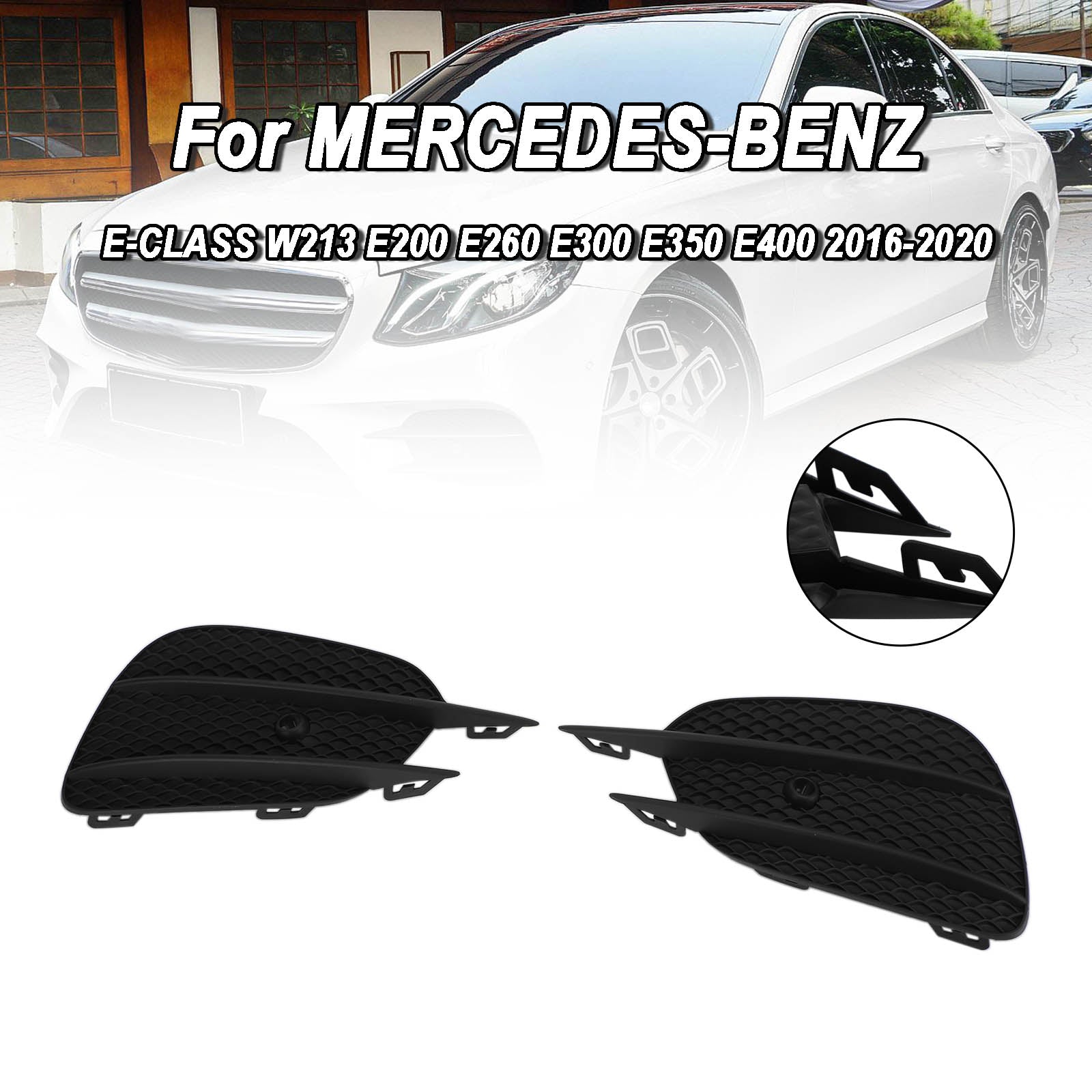 2016-2020 MERCEDES E-Class W213 2pcs Bumper Grille Fog Lights Grill Grille Trim Cover