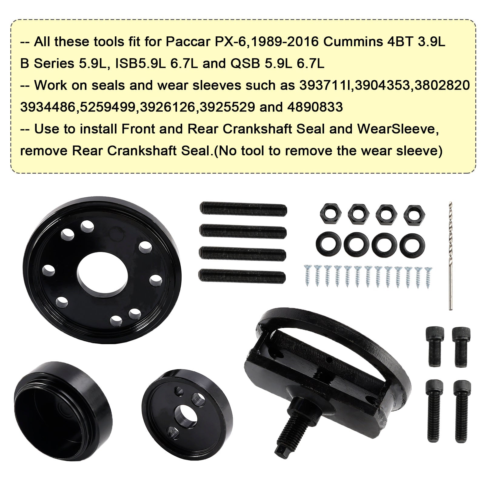 1989-2016 Cummins 3.9L 5.9L 6.7L Front+Rear Crankshaft Seal Remover & Installer Tool