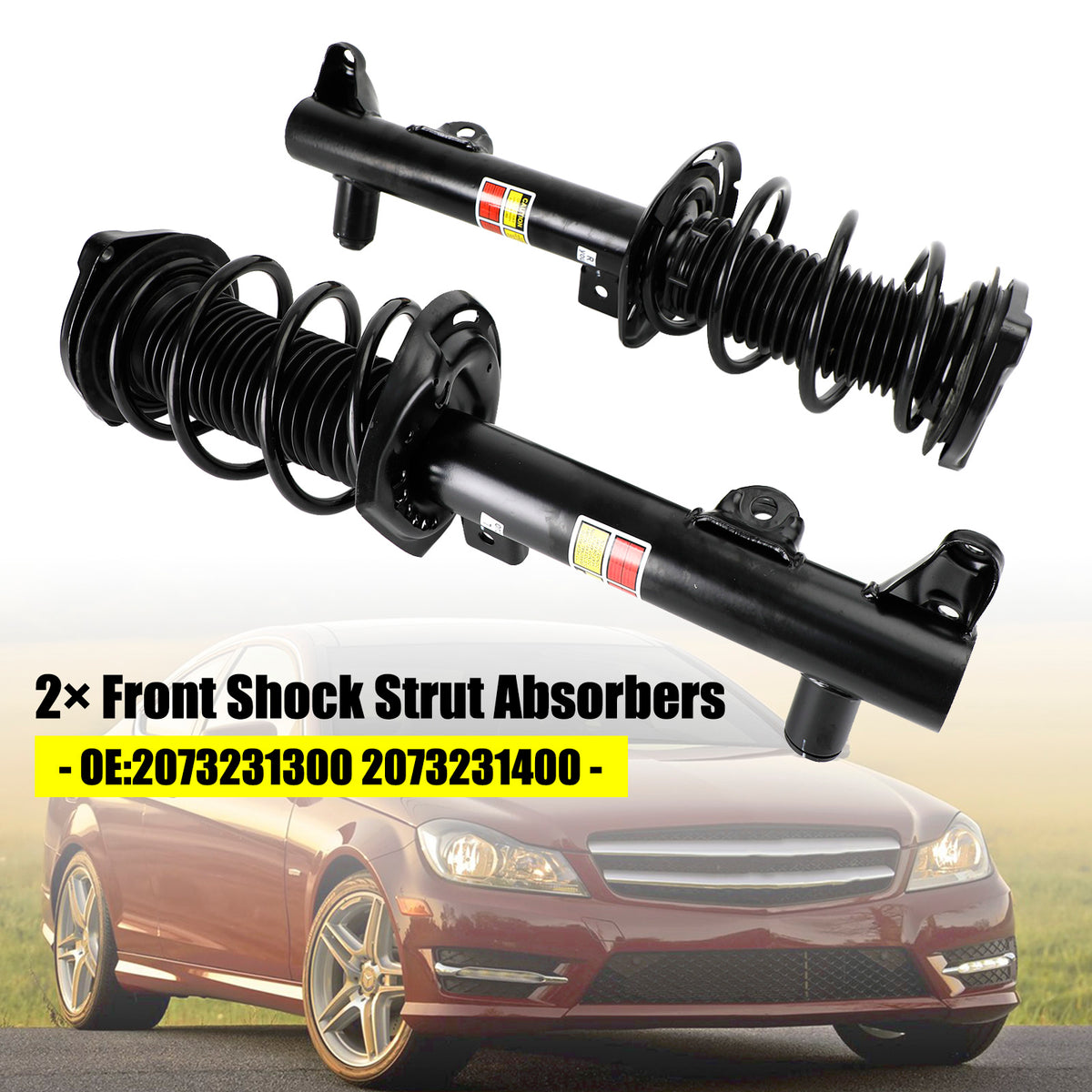2× Front Shock Strut Absorbers for Mercedes-Benz C E Class 2073231300 2073231400