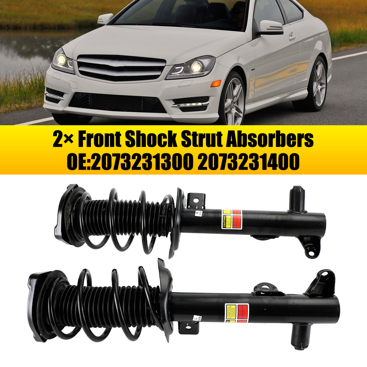 2× Front Shock Strut Absorbers for Mercedes-Benz C E Class 2073231300 2073231400