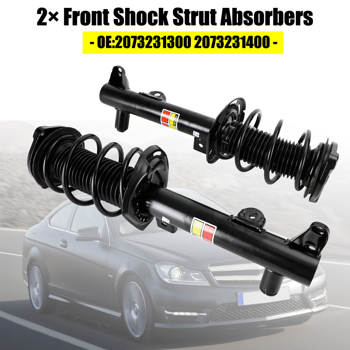 2× Front Shock Strut Absorbers for Mercedes-Benz C E Class 2073231300 2073231400