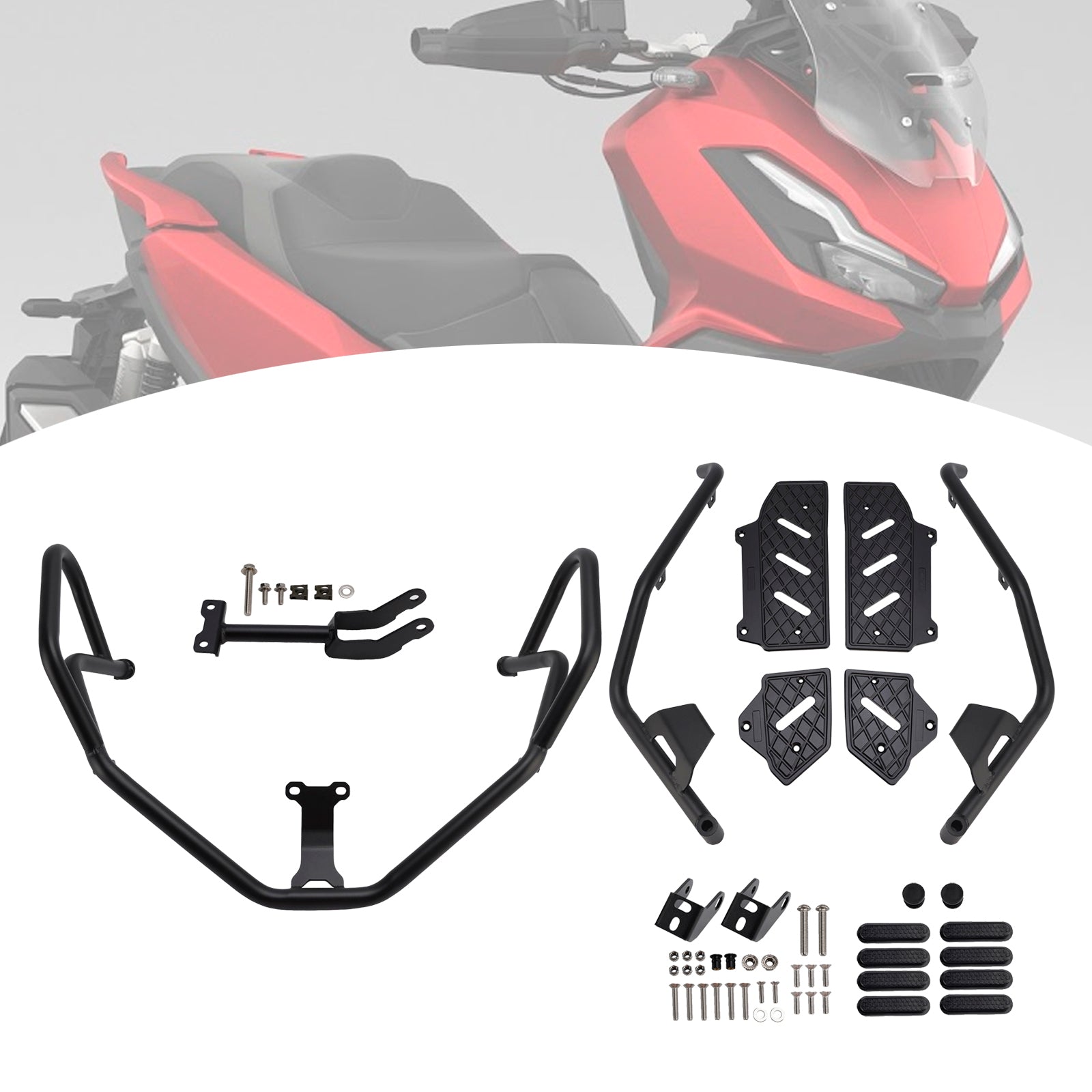 2022-2025 Honda Adv350 Crash Bar Upper+Lower Engine Guard Frame Fit Black