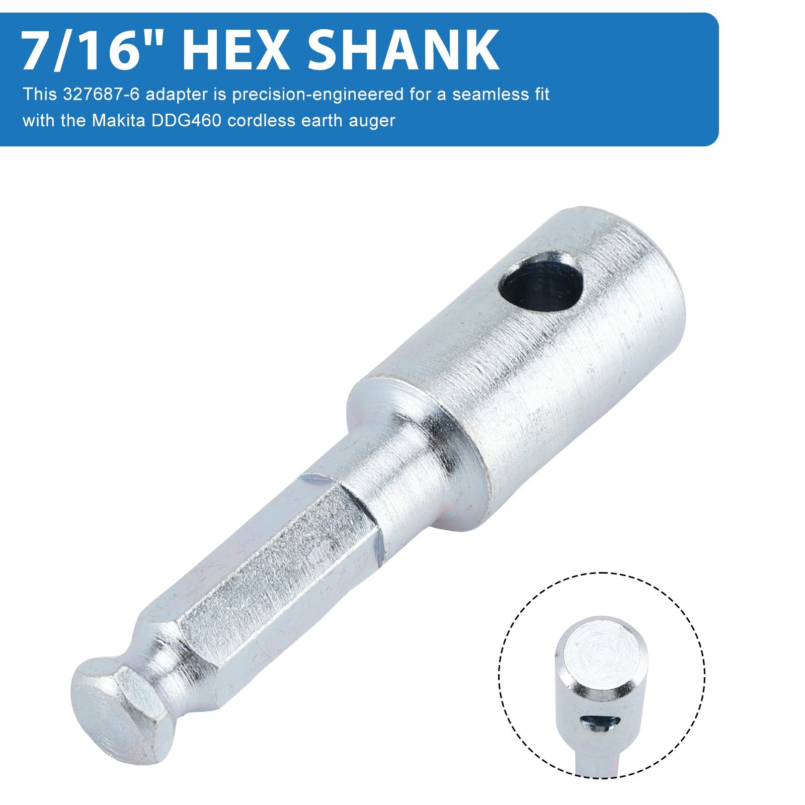327687-6 Earth Auger Bit Adapter D-7/16" Hex Shank for Makita DDG460