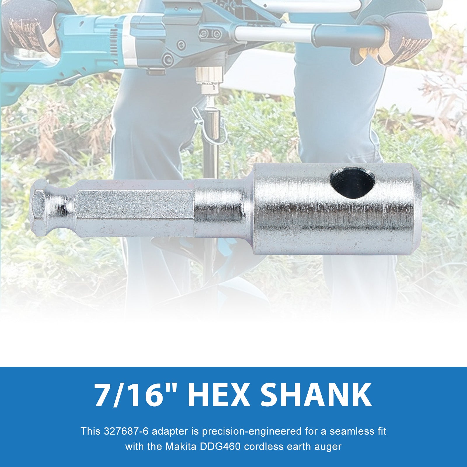327687-6 Earth Auger Bit Adapter D-7/16" Hex Shank for Makita DDG460