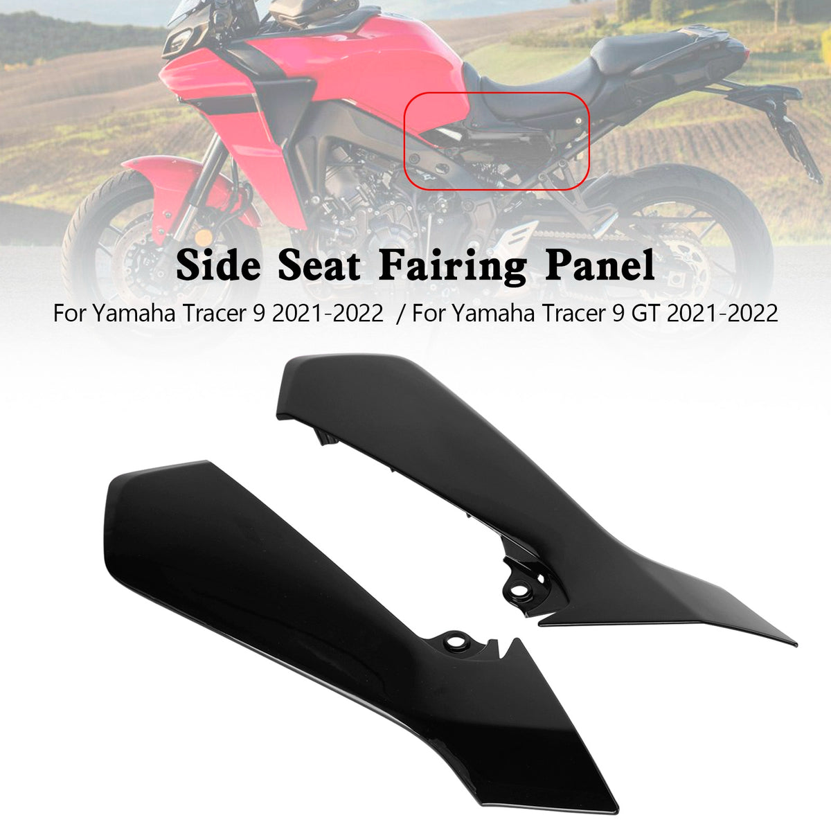 Rear Tail Side Seat Fairing Panel Cowl For Yamaha Tracer 9 GT 2021-2022 Black
