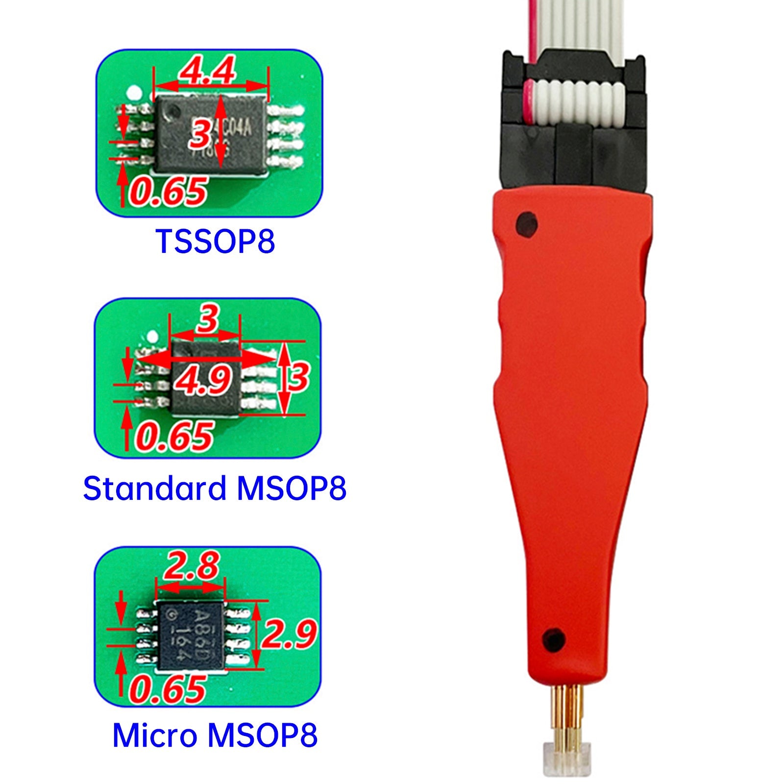 TSSOP8/MSOP8 Chip Burn Test Probe Micro Chip Spring Pin Car Connection Cable