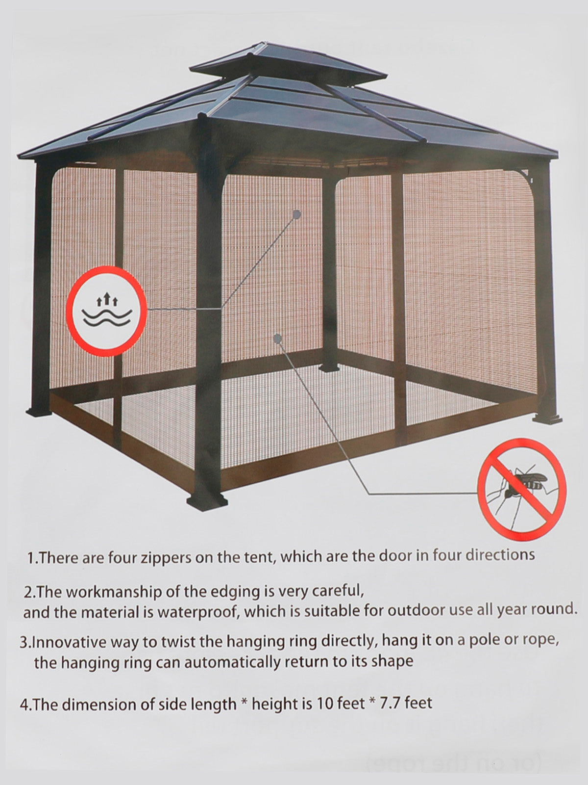 Outdoor Tent Anti-Mosquito Net Four-Corner Garden Courtyard Gazebo Net Cloth