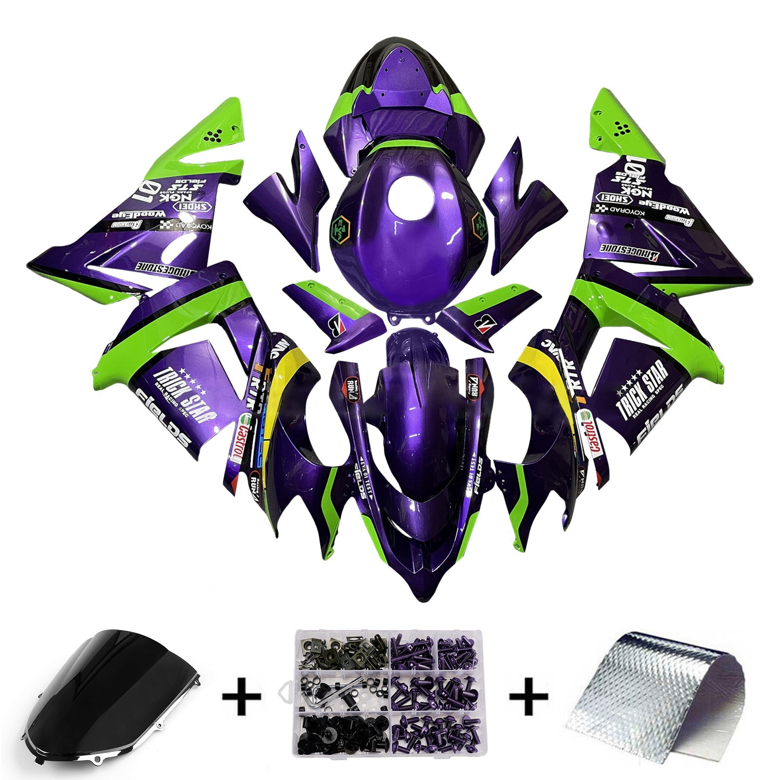 Injection Fairing Kit Bodywork Plastic ABS fit For Kawasaki ZX10R 2004-2005