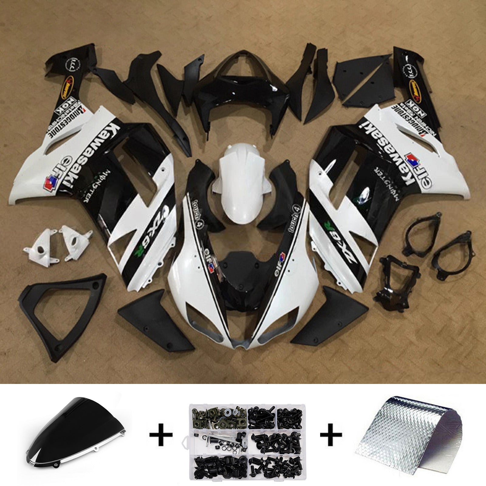 Injection Fairing Kit Bodywork Plastic ABS fit For Kawasaki ZX6R 636 2007-2008
