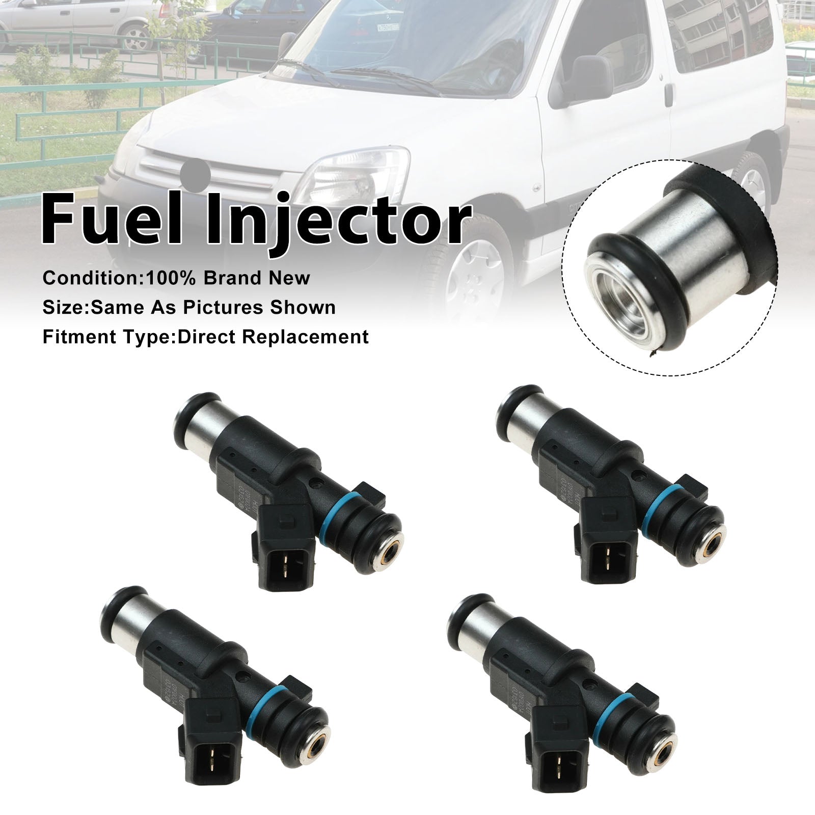 4Pcs Fuel Injector For Citroen Berlingo 1996-2011 C2 1.4L 2003-2009 1984e0