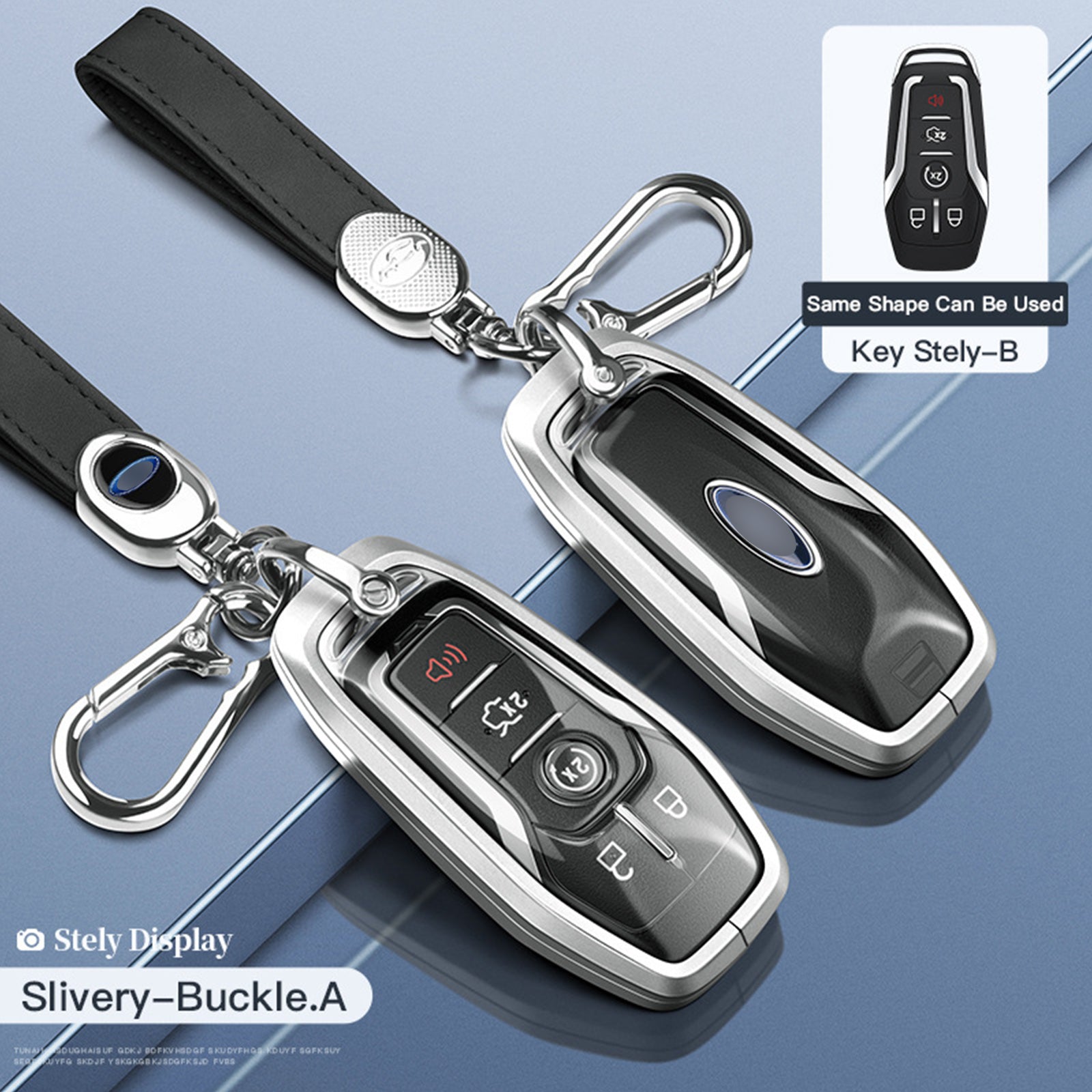 Aluminum Alloy TPU Silvery Car Key Case Cover With Buckle For Ford