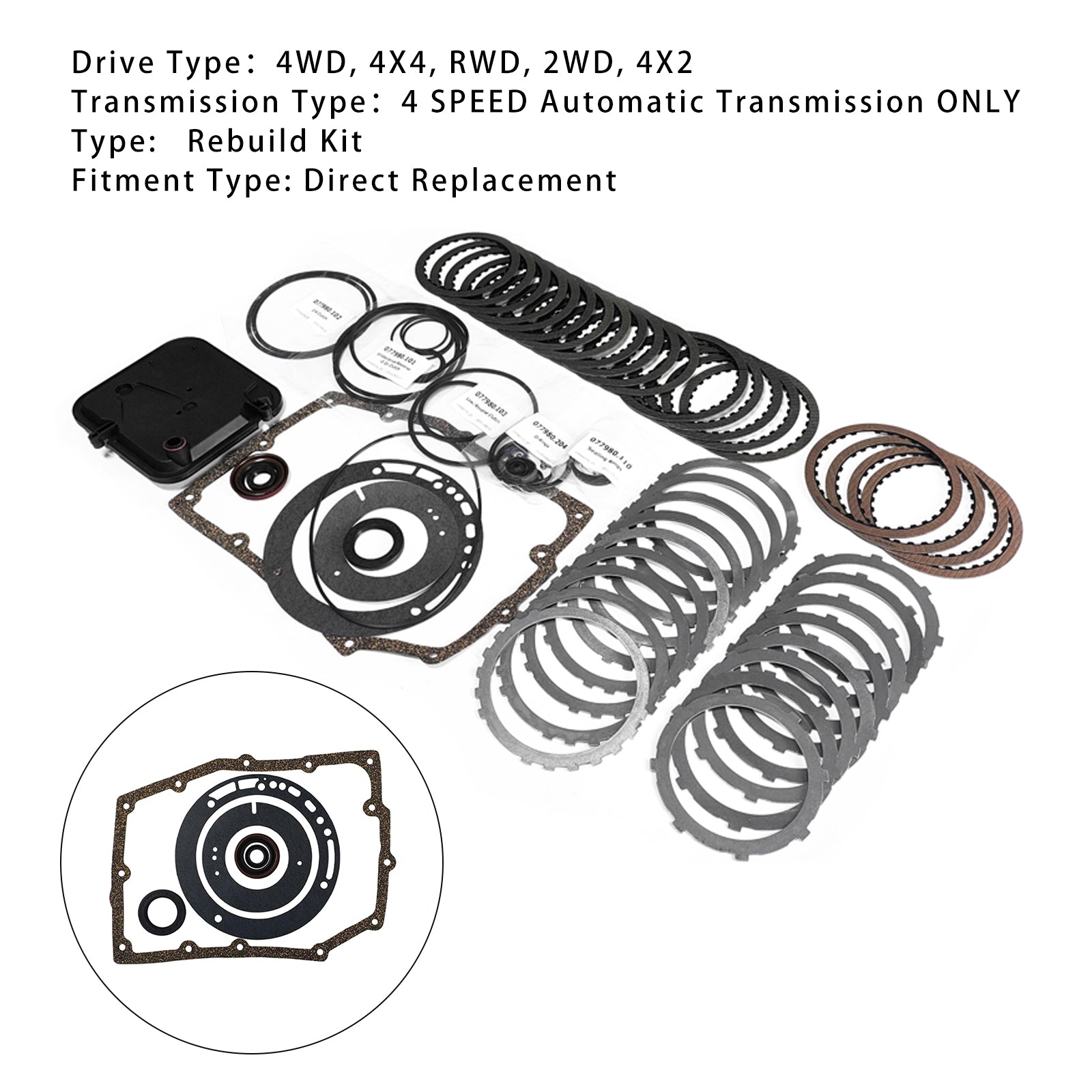 42RLE Transmission Super Master Rebuild Kit 03-UP Filter Gaskets Bushing Plates