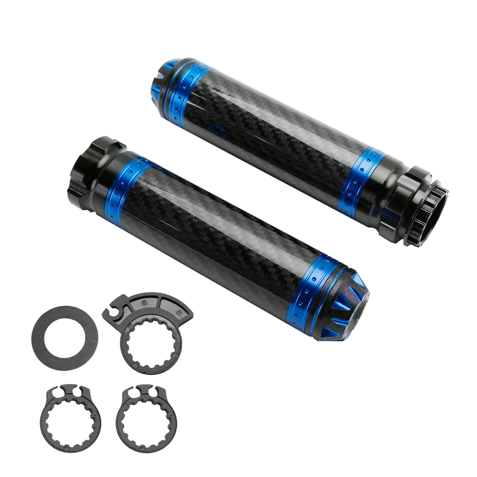7/8"/22Mm Motorcycle Handle Bar Hand Grips Carbon Universal Green For Motorcycle Silver