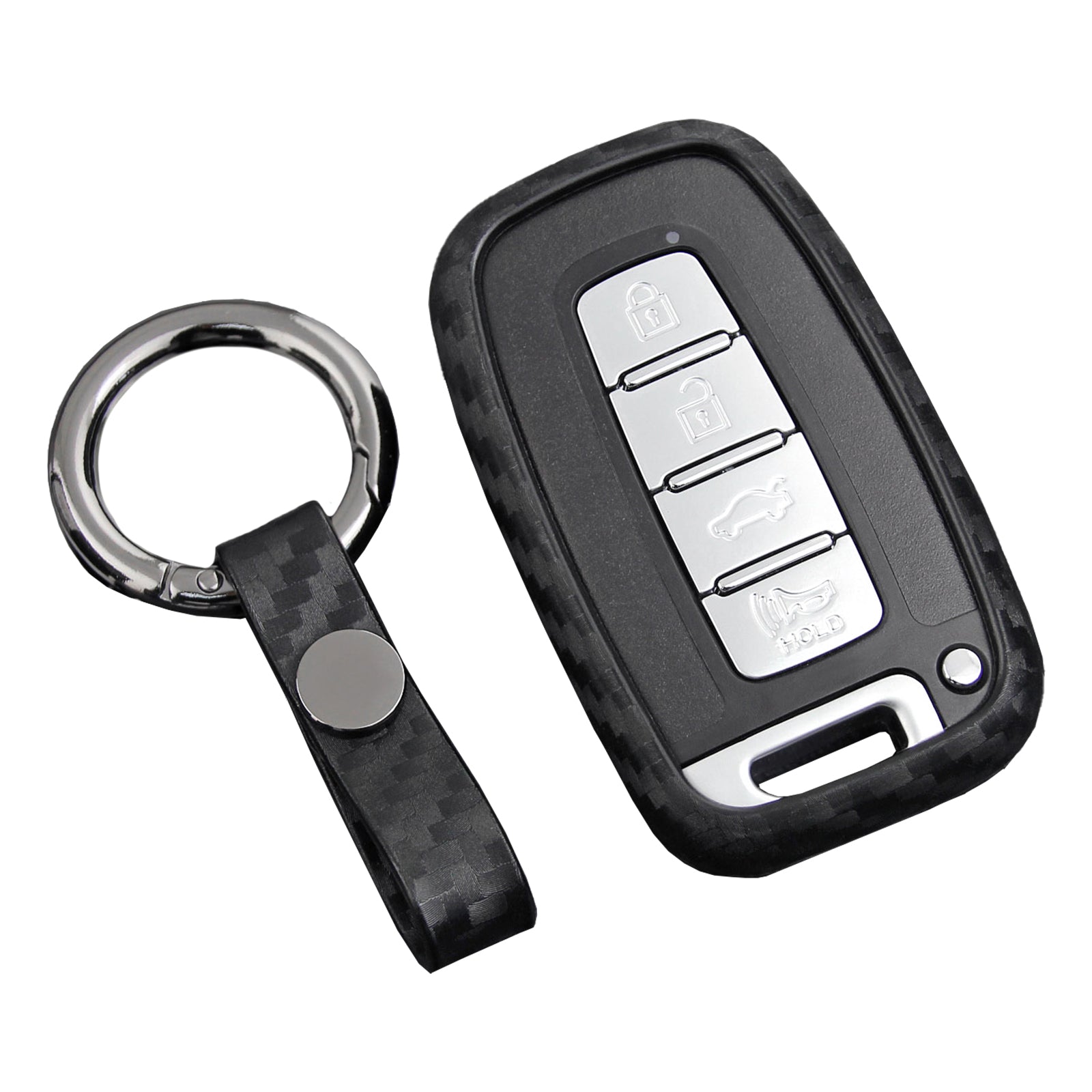 Leather Silicone Car Key Case Cover With Buckle For Hyundai Old Smart