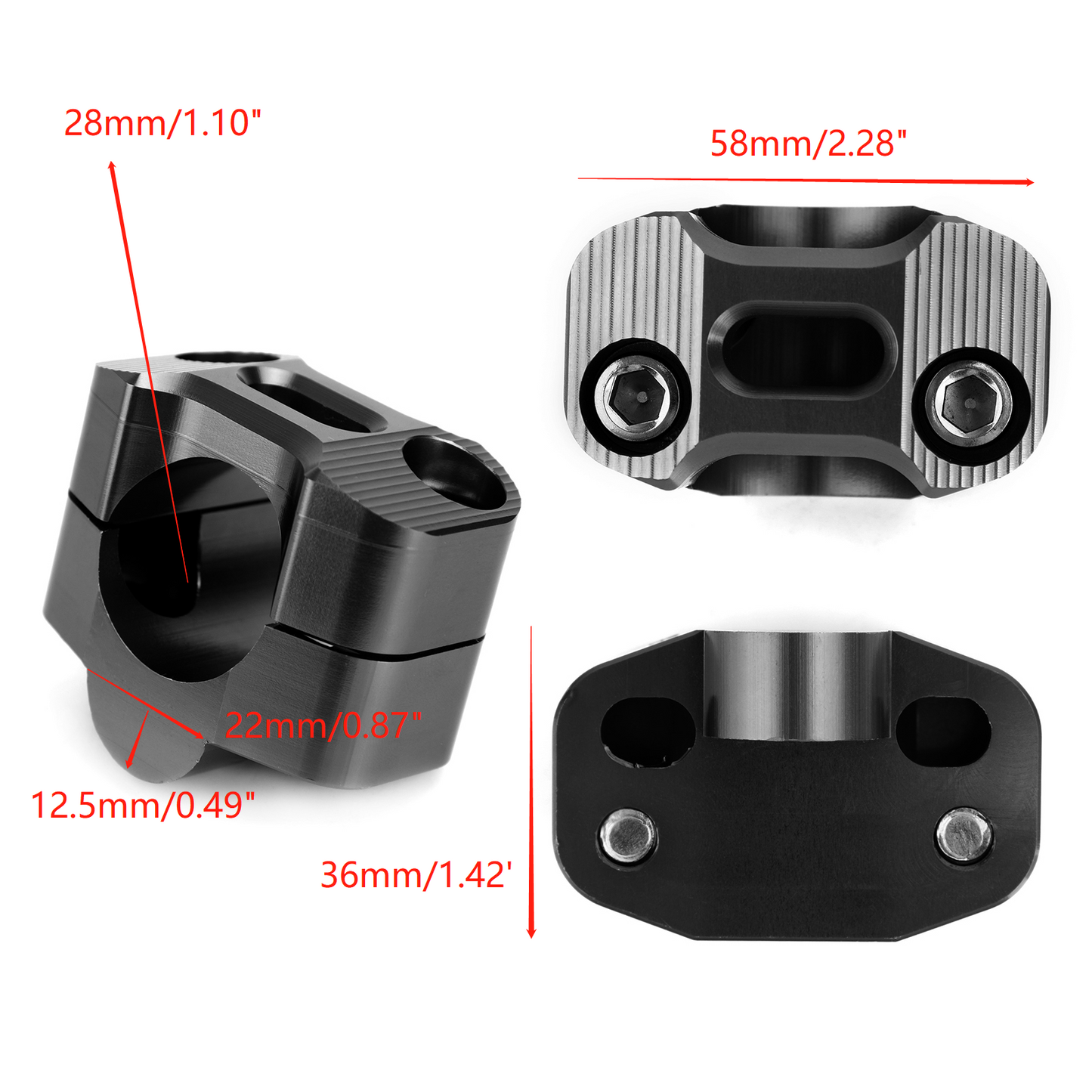 CNC Aluminum Motorcycle Handlebar Risers 22-28mm Universal Clamp Mount Black