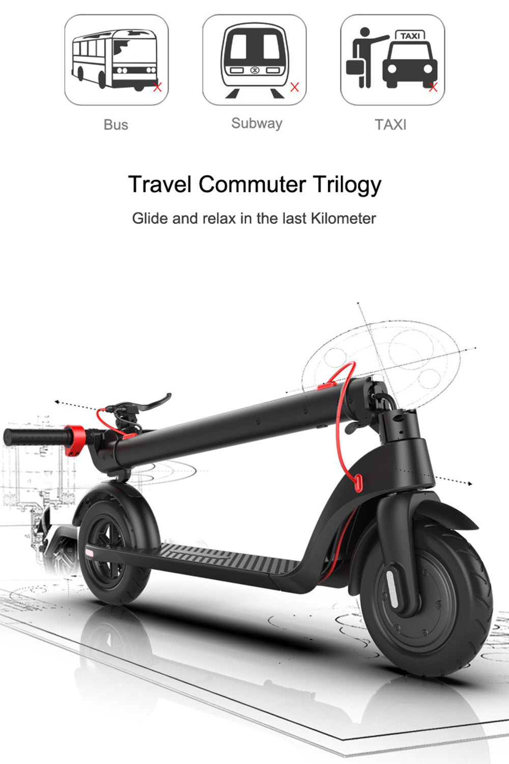 45KM 8.5" Folding Electric Scooter 350W Range For Adult City Commute