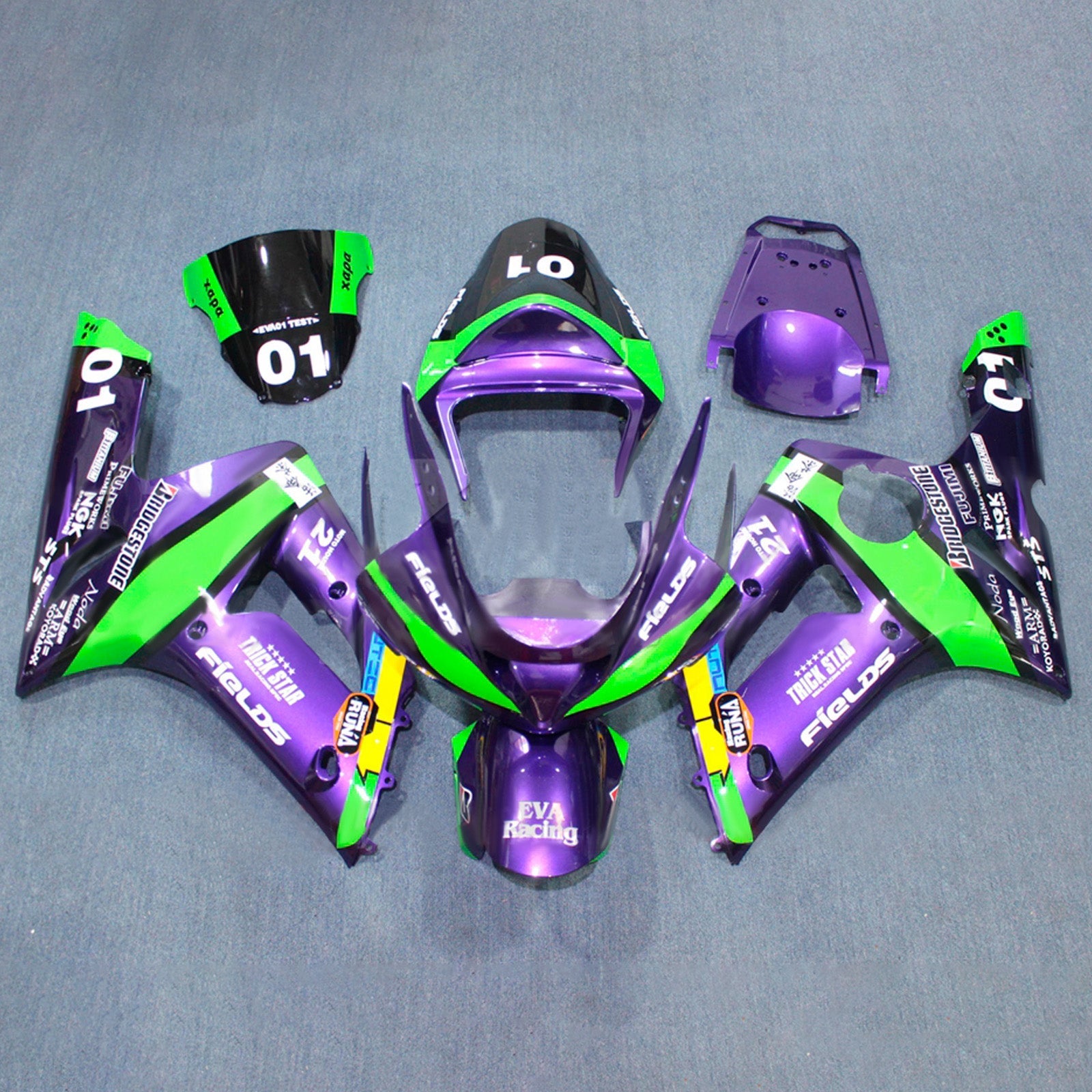 Injection Fairing Kit Bodywork Plastic ABS fit For Kawasaki ZX6R 636 2003-2004