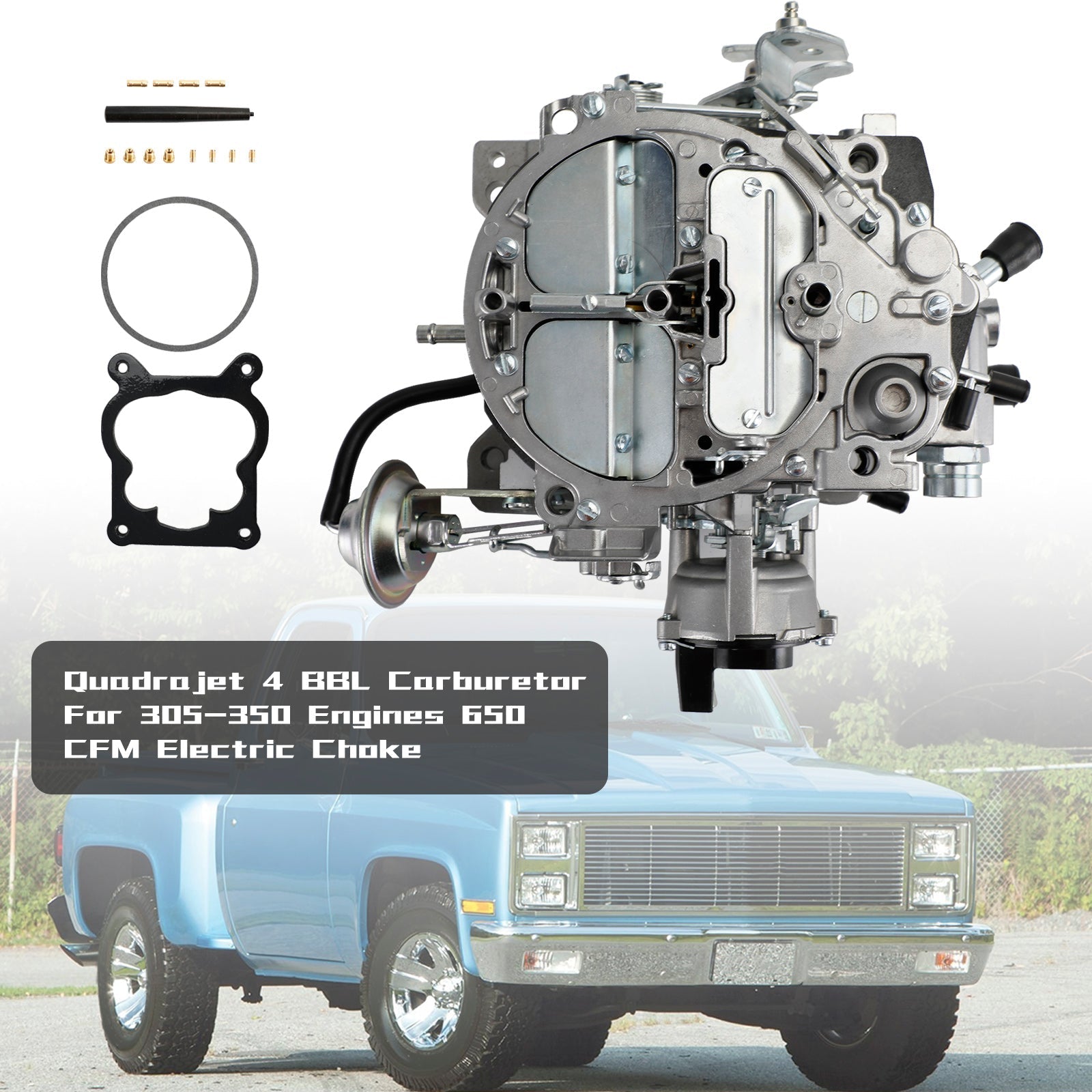 Quadrajet 4 BBL Carburetor 305-350 Engines 650 CFM Electric Choke Fit for Chevrolet Cars & Truck 1982-1985
