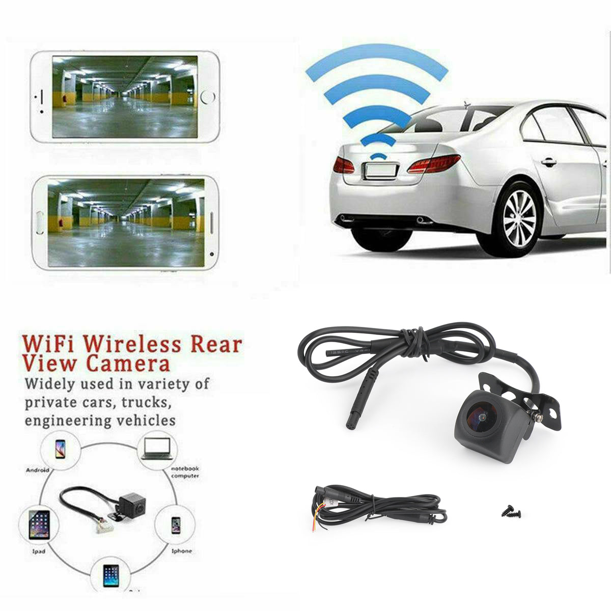 175 ° WiFi Car Rear View Rockfahrkamera Backup Wireless Camera fpr iPhone/Android