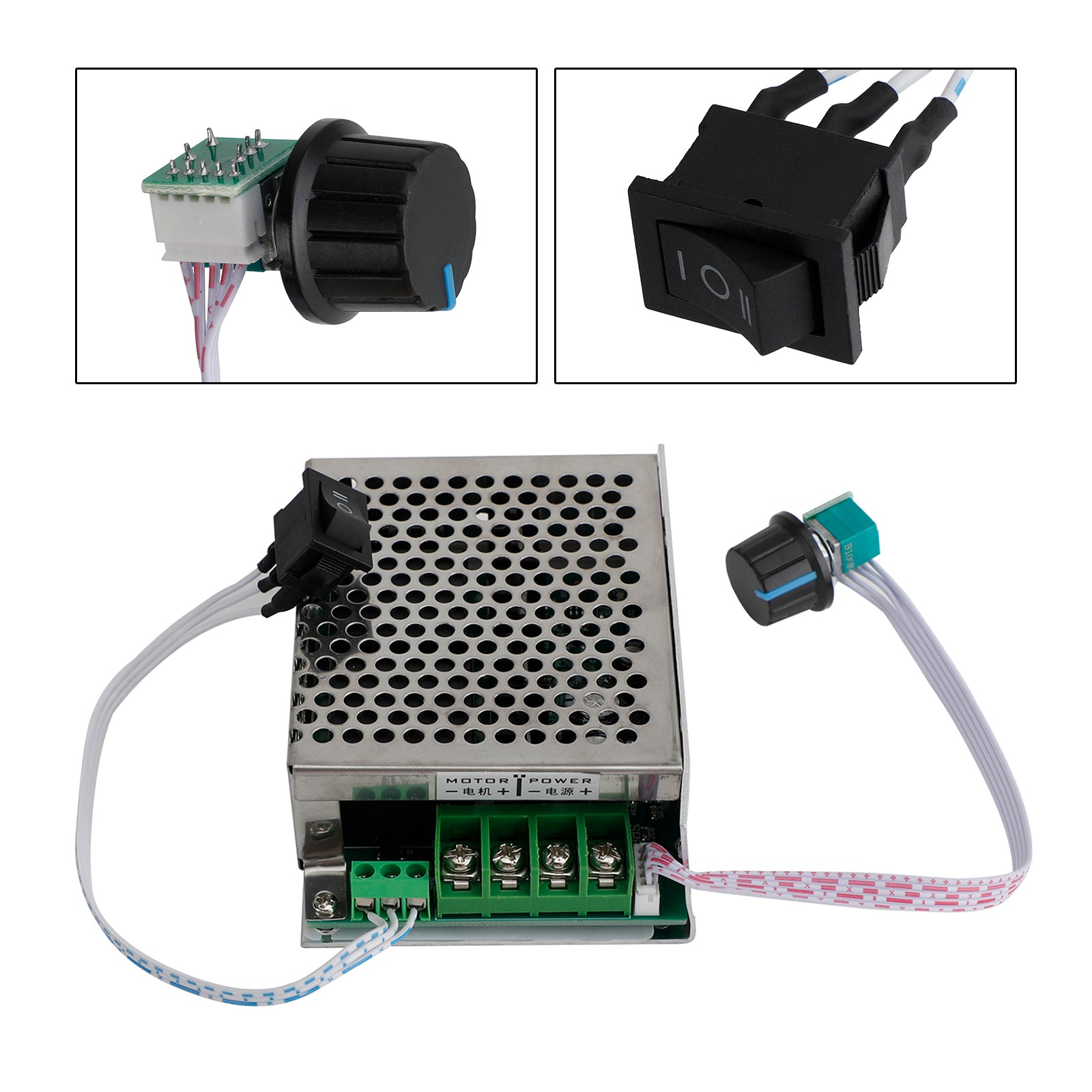 DC10V-50V 12V 24V 36V 40A PWM DC Motor Speed Controller CW CCW Reversible Switch