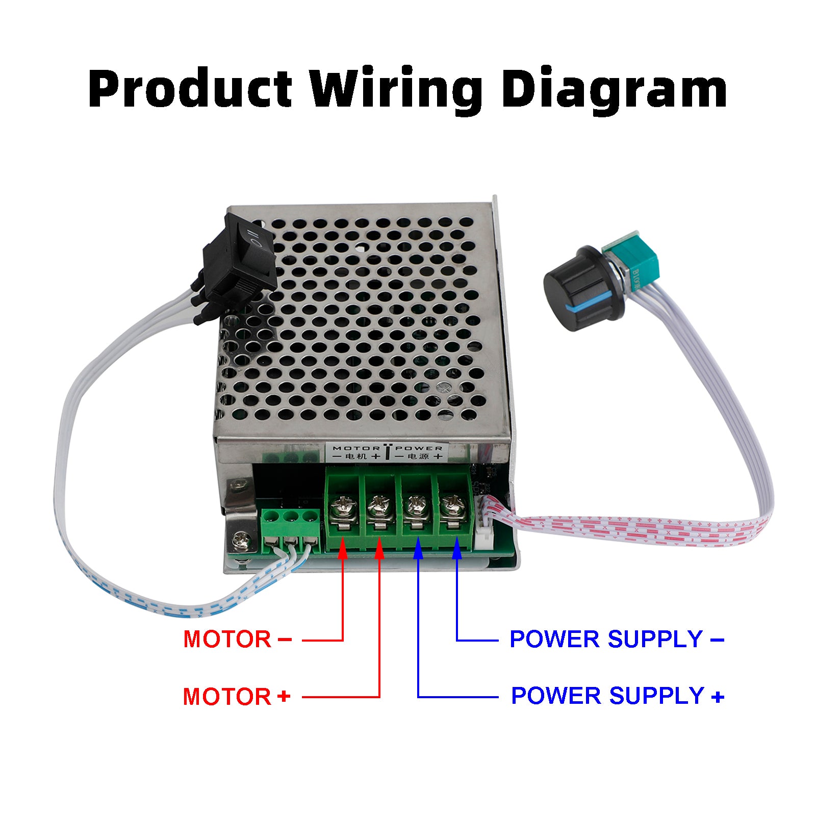 DC10V-50V 12V 24V 36V 40A PWM DC Motor Speed Controller CW CCW Reversible Switch