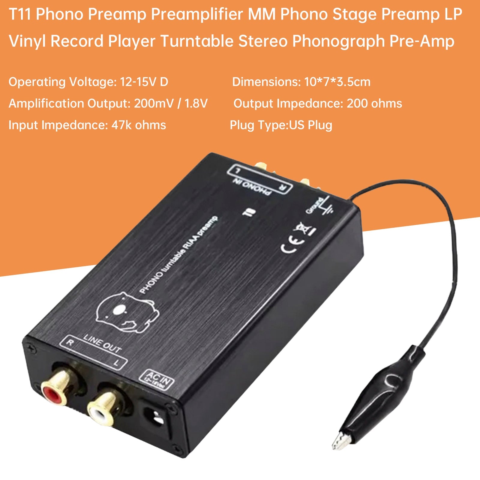 T9 Phono Preamp Preamplifier MM Phono Stage Preamp LP Vinyl Record Player