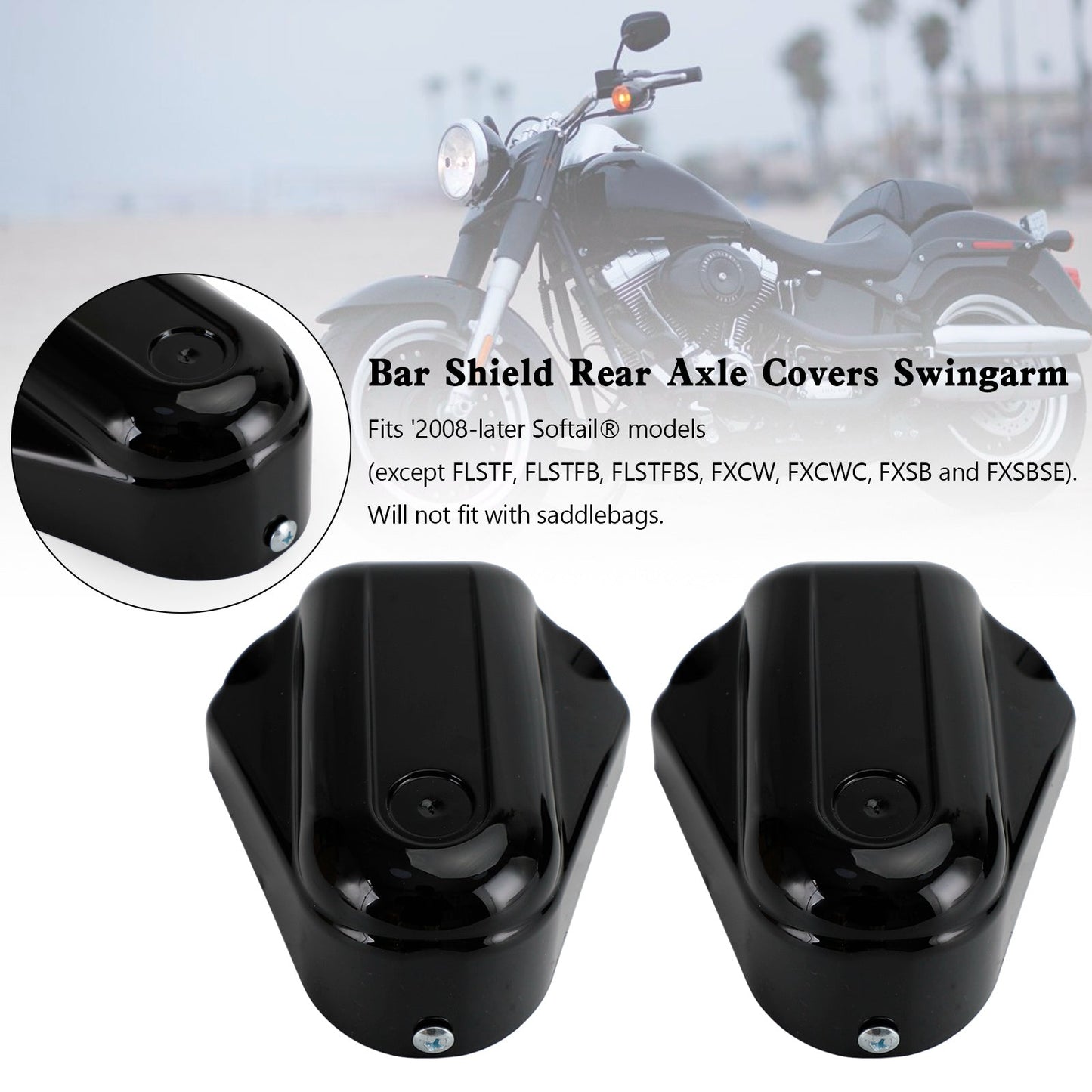 08-20 Softail FLS FLSTN Bar Shield Rear Axle Covers Swingarm