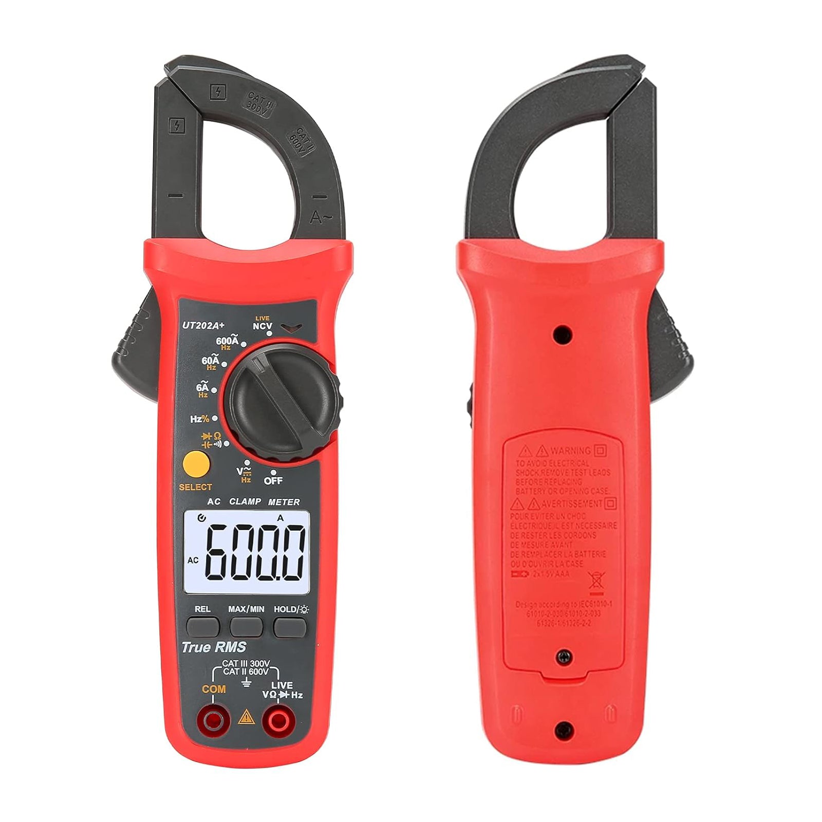 UT202A+ Digital Clamp Meter 6000 Counts Auto Range True RMS NCV Multimeter