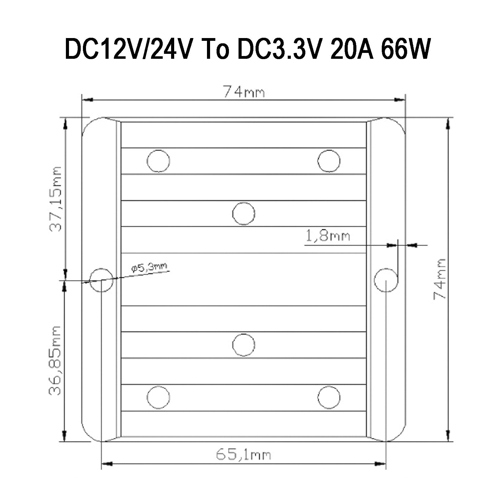 DC Voltage Regulator Buck Converter DC 12/24V To 3.3V 20A 66W Step Down Reducer
