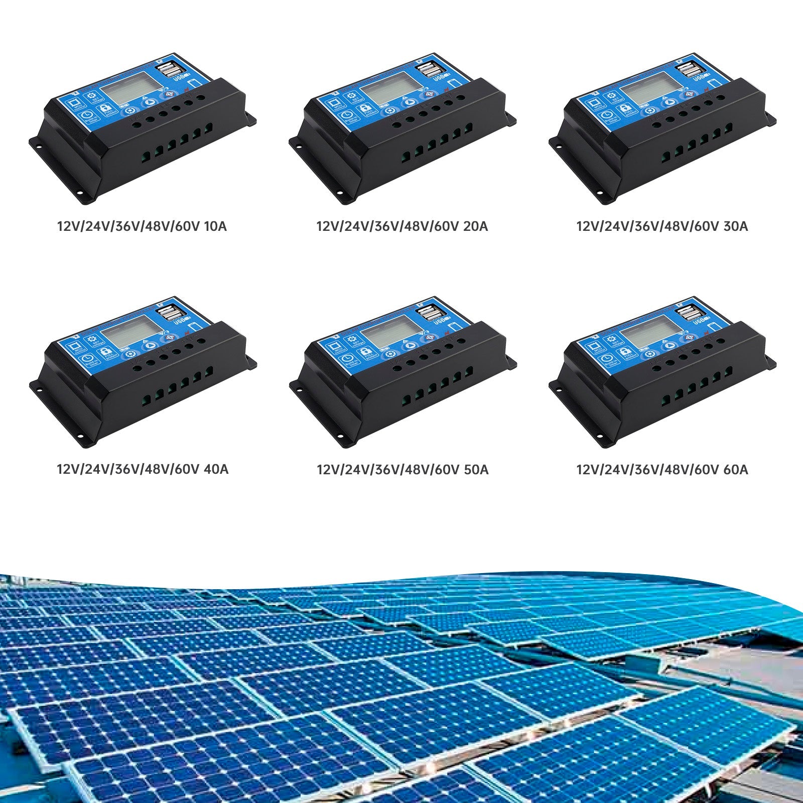 12V-60V PWM Solar Controller Display Current Solar Street Light Control 0V Start