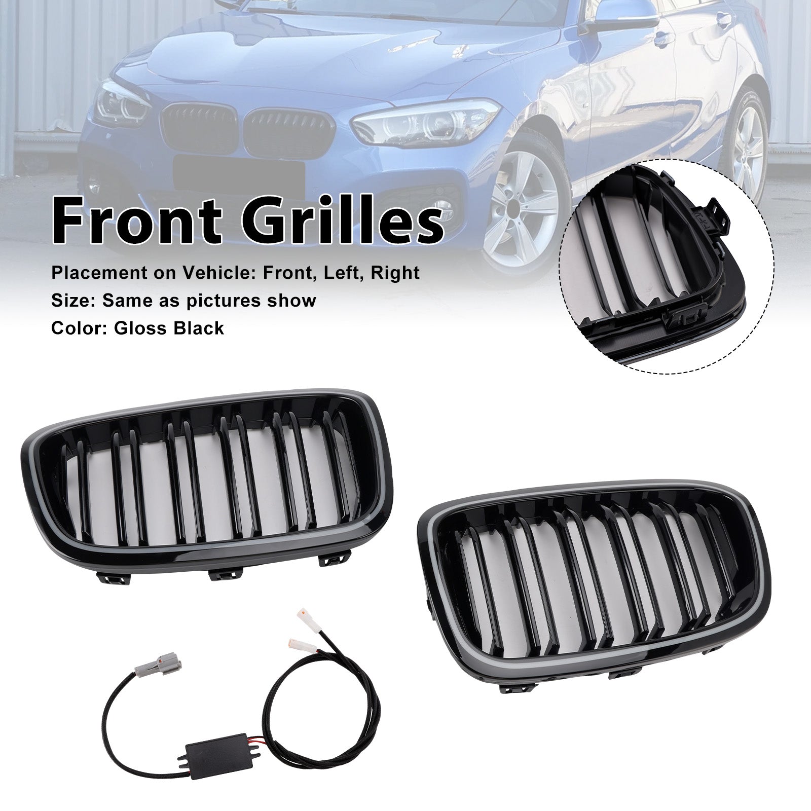 2012-2014 BMW 1 Series F20 F21 2PCS Front Bumper Kidney Grille Grill 551137239021