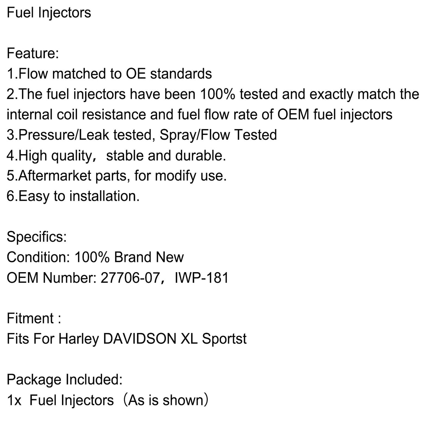 06-07 Repl 277/A Generic IWP-181 Twin Power 3.8 g/s Fuel Injector Direct For