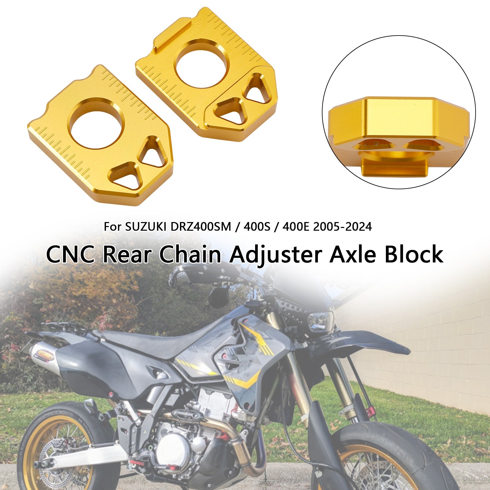 2005-2024 SUZUKI DRZ400SM 400S 400E CNC Rear Chain Adjuster Axle Block