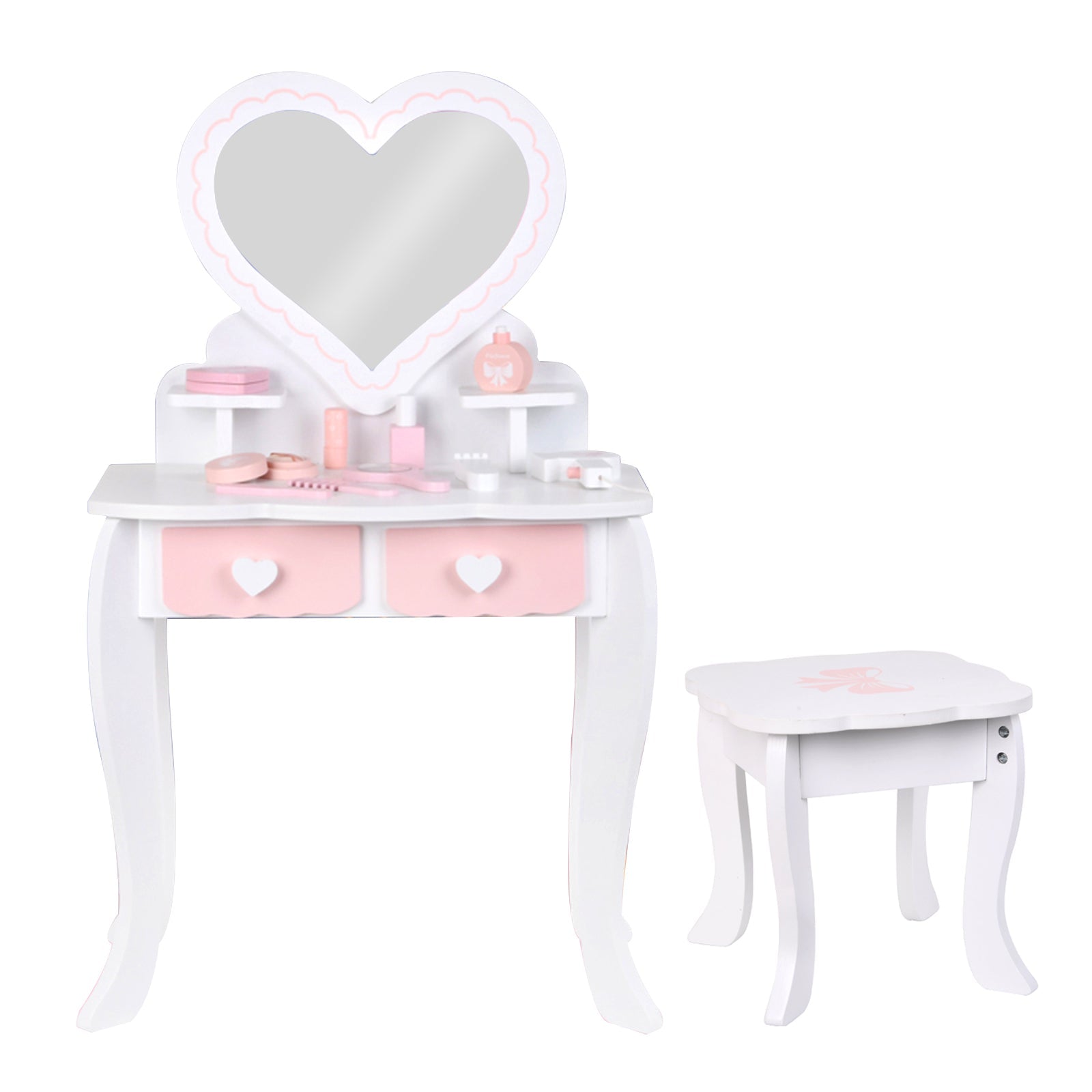 Kids Girls Vanity Table Children Dressing Mirror Make Up Desk Toy Play Gift Set