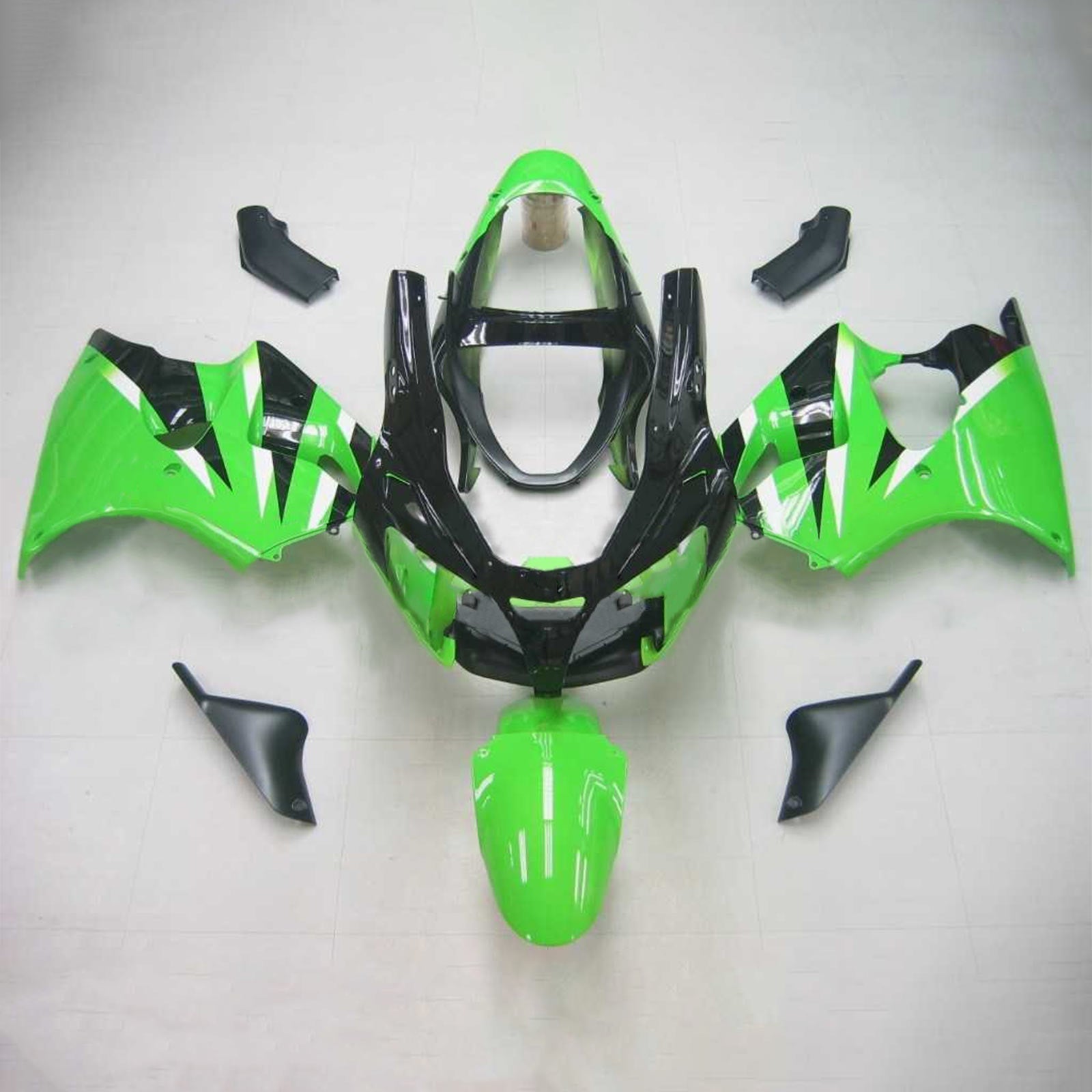 2000-2002 Kawasaki Zx6R Fairing Black Green Kit