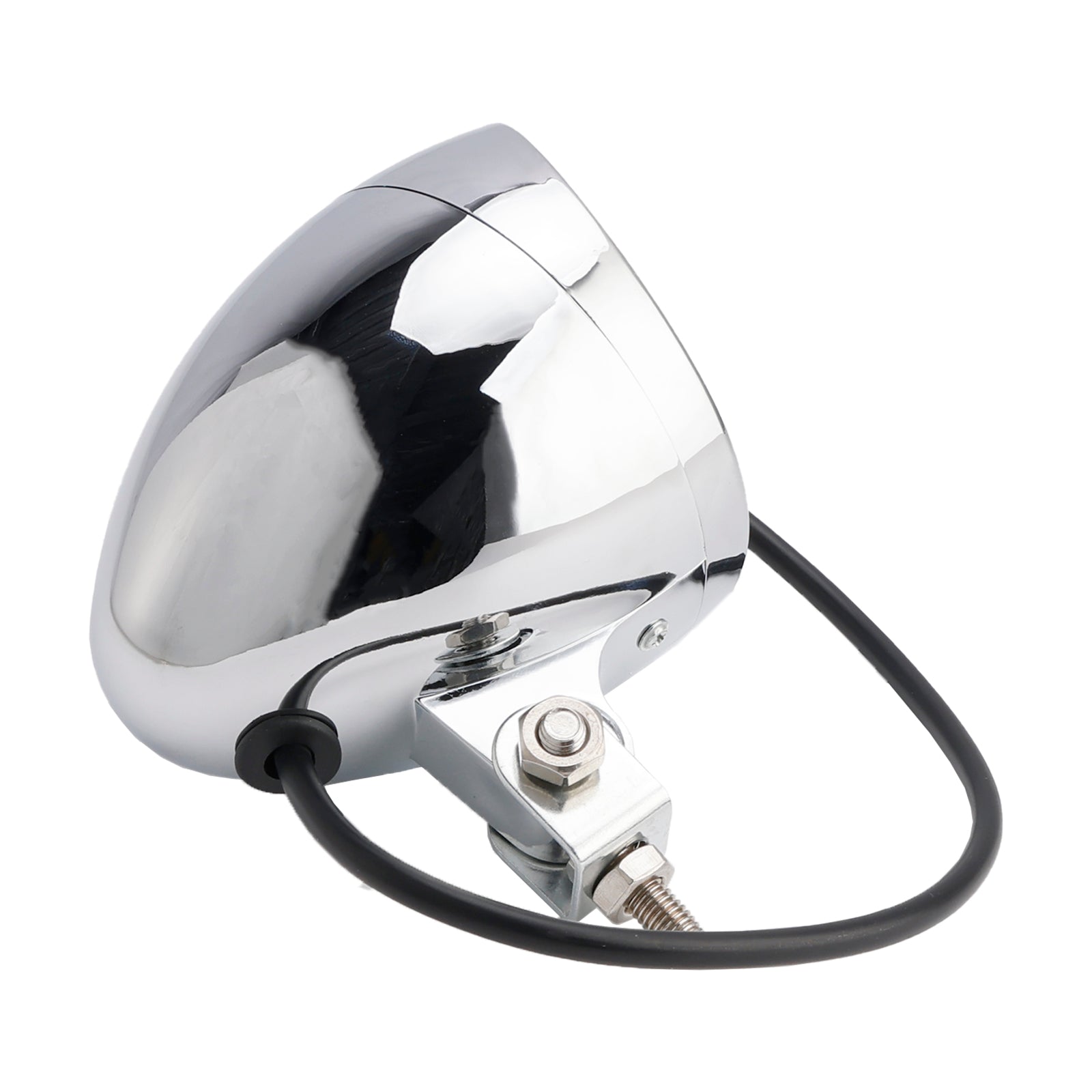 Motorcycle Beam Headlight Fog Lamp Custom Chrome Fits For Racer Bobber Chopper